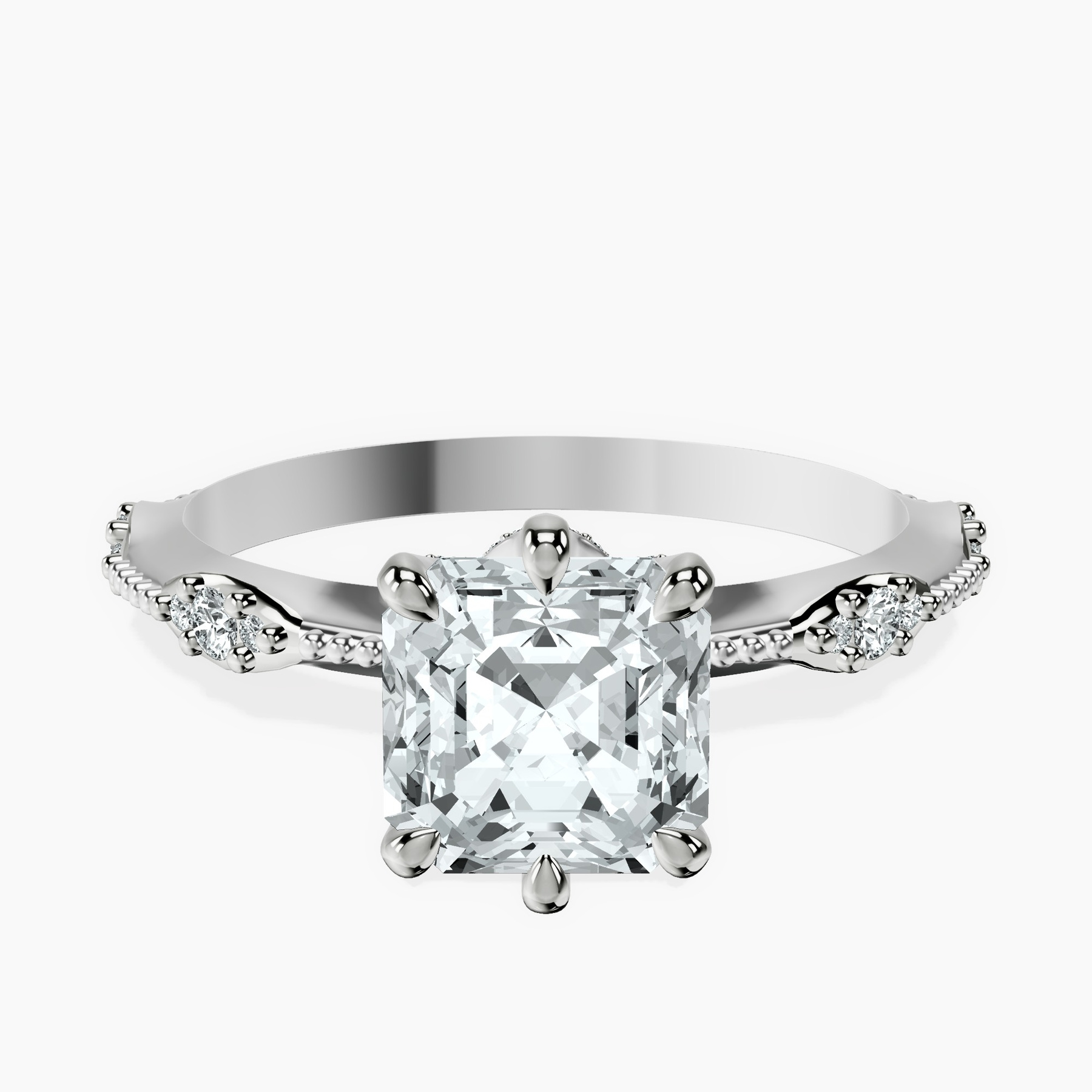 Platinum Theodora Six Prong Side Stone Lab Diamond Ring front image