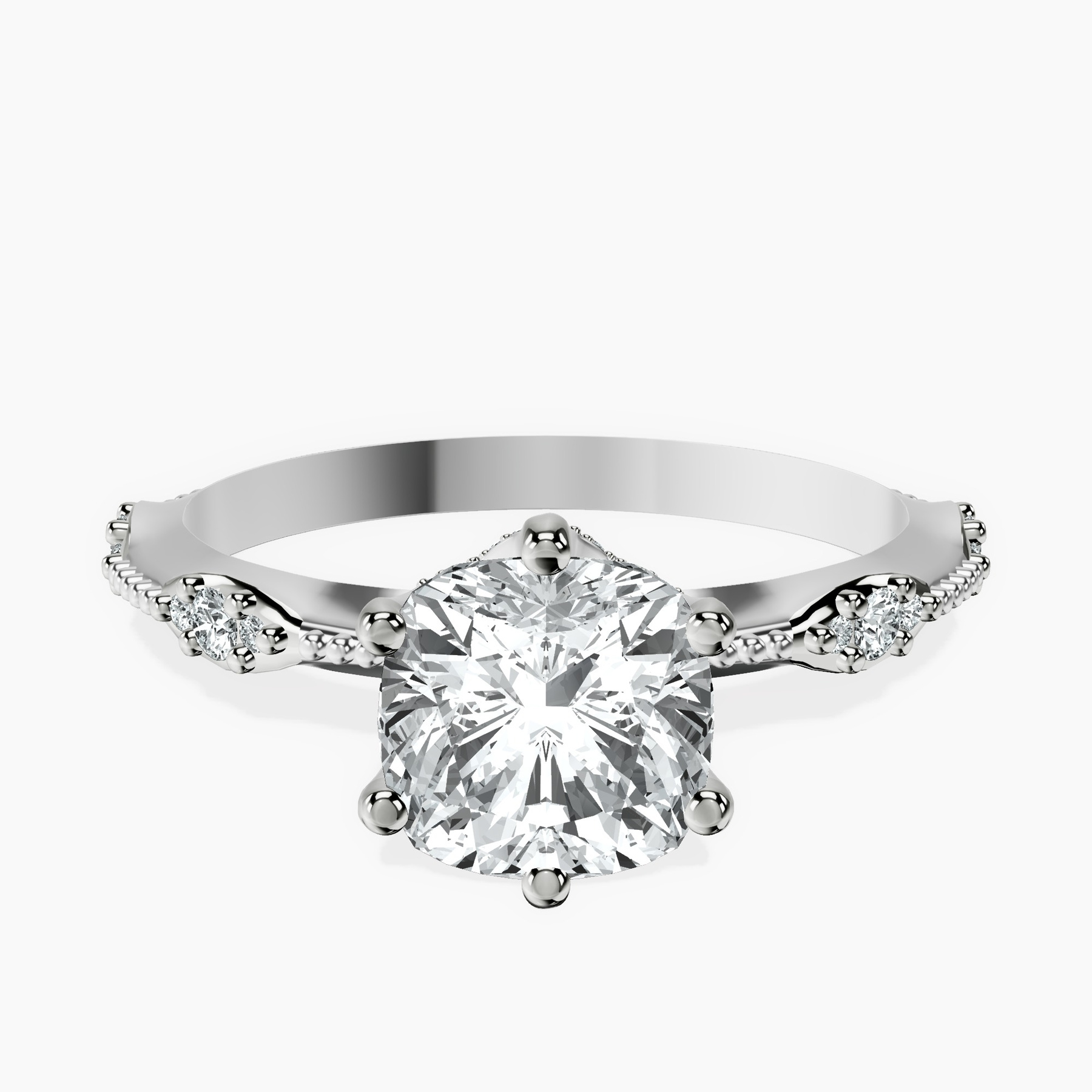 Platinum Theodora Six Prong Side Stone Lab Diamond Ring front image