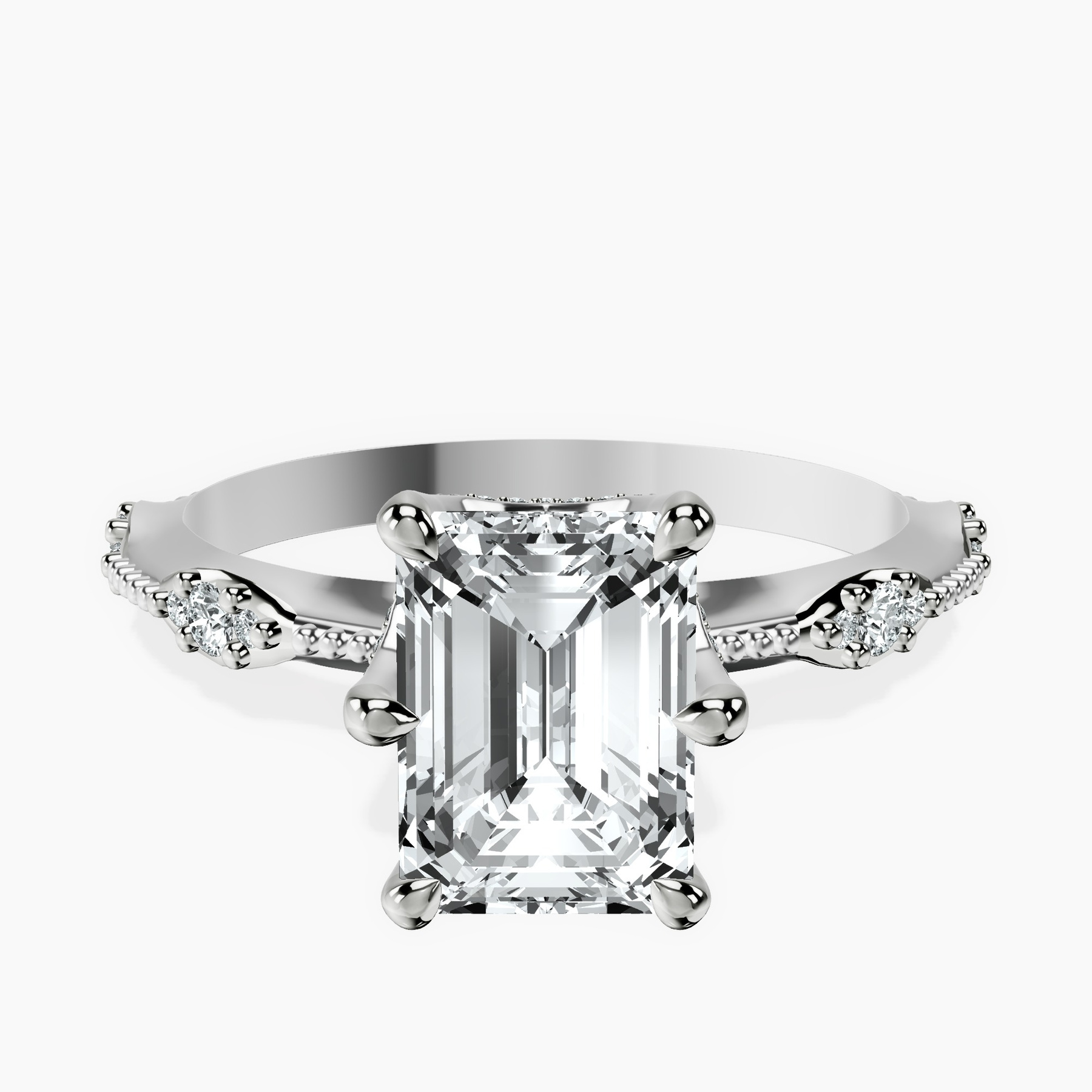 Platinum Theodora Six Prong Side Stone Lab Diamond Ring front image