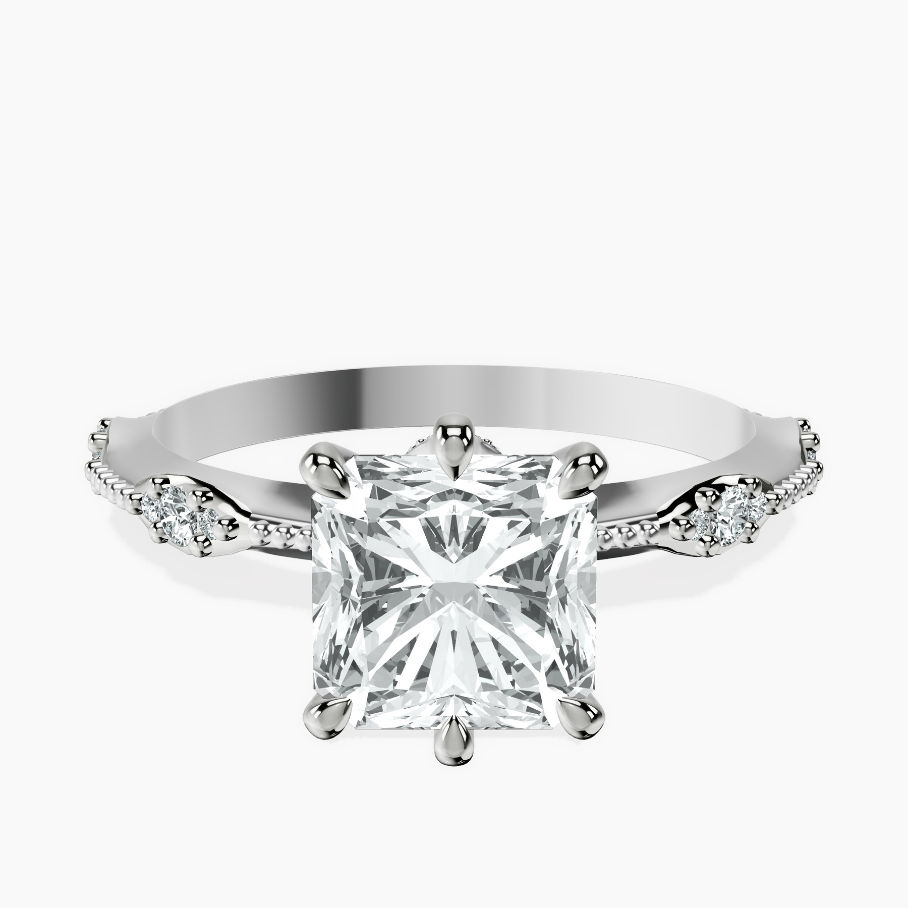Platinum Theodora Six Prong Side Stone Lab Diamond Ring front image