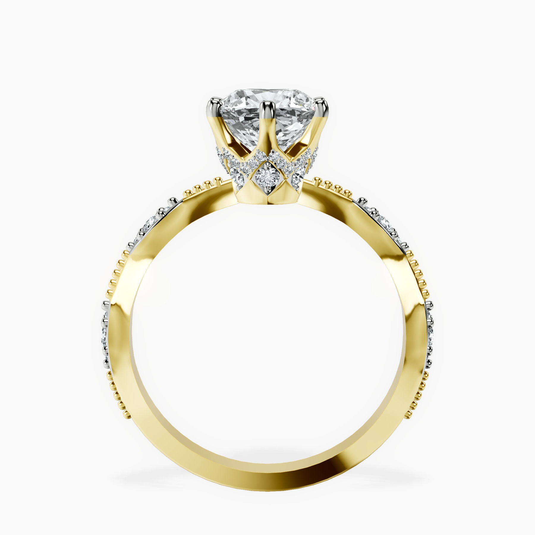 10kt Yellow Gold Theodora Six Prong Side Stone Lab Diamond Ring side right image one