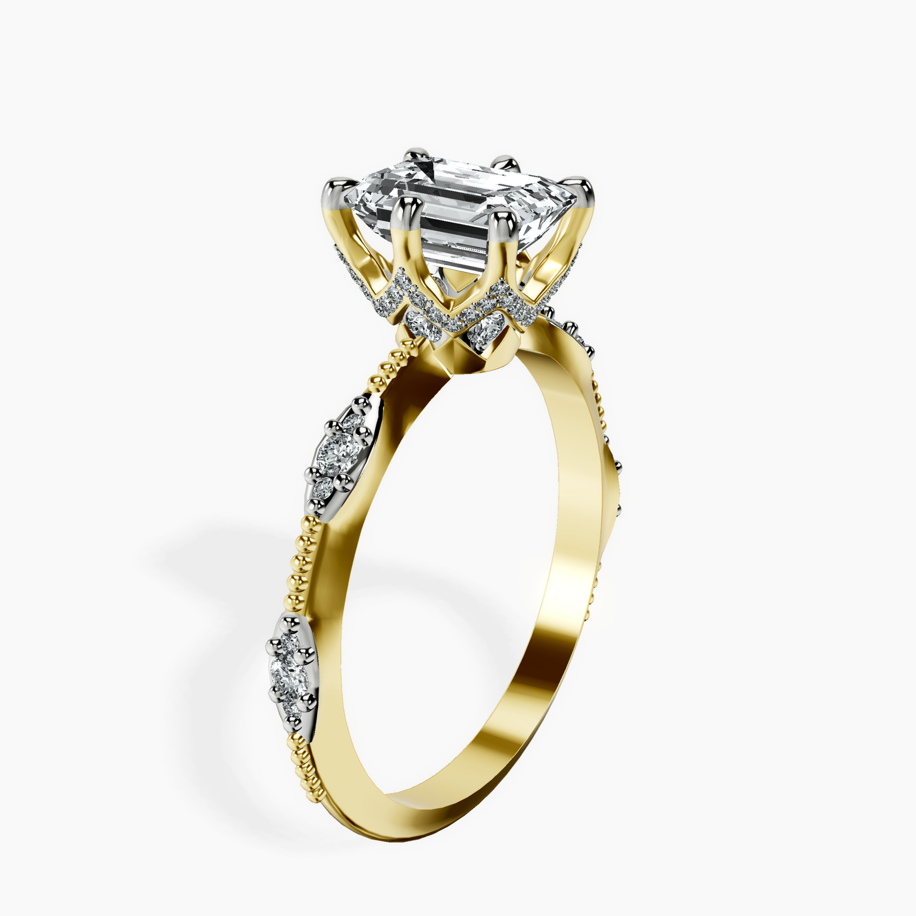 10kt Yellow Gold Theodora Six Prong Side Stone Lab Diamond Ring standing product image one