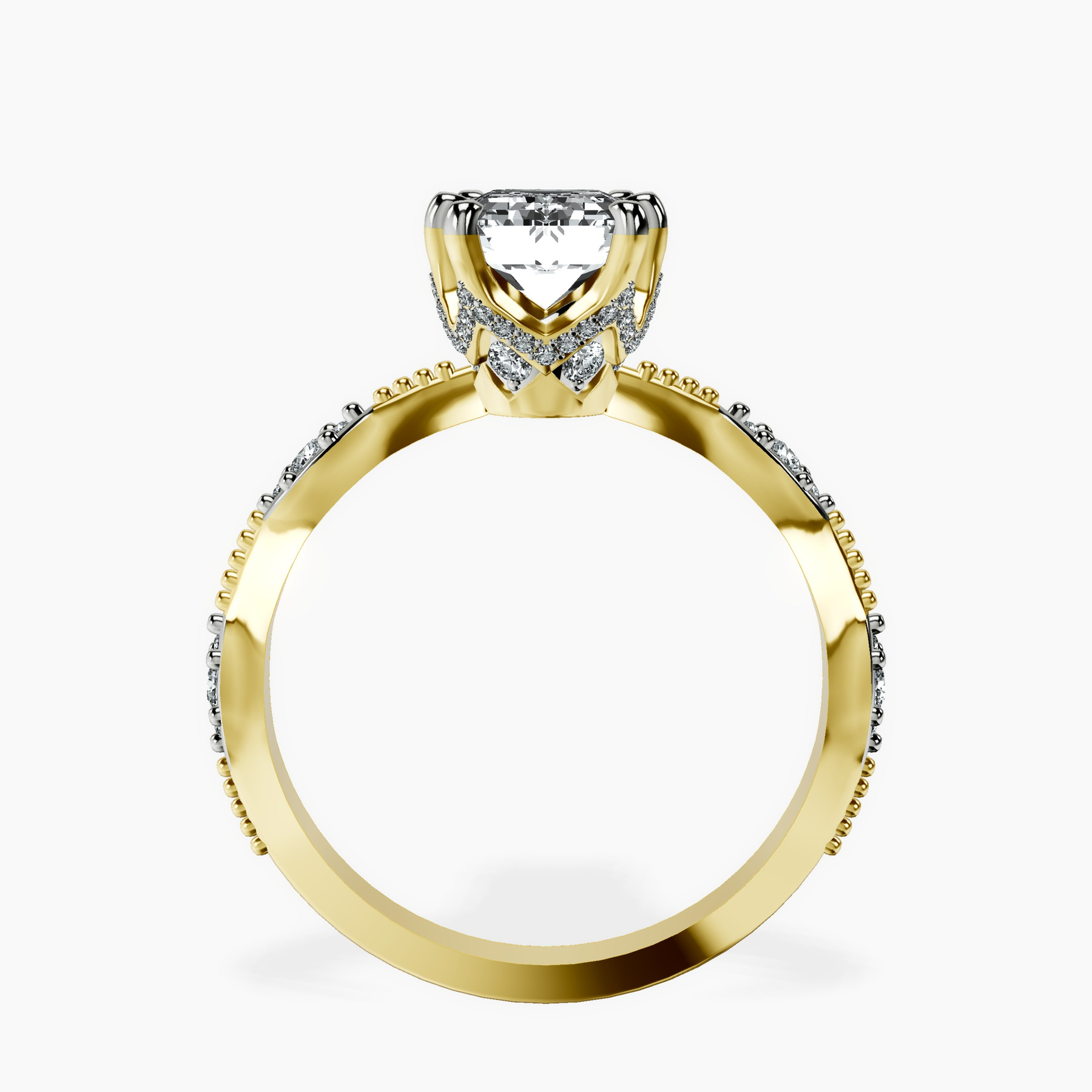 10kt Yellow Gold Theodora Six Prong Side Stone Lab Diamond Ring side right image one