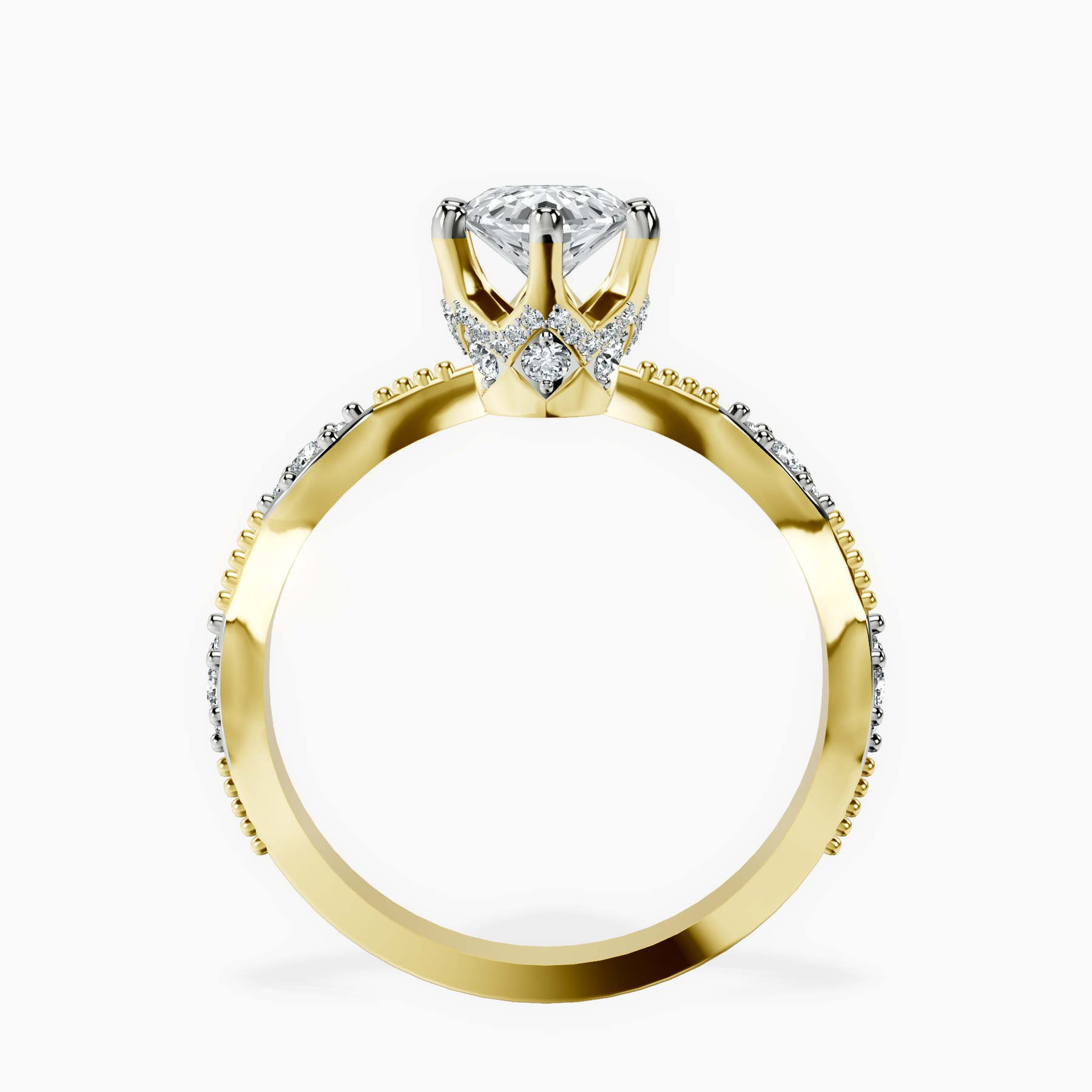 10kt Yellow Gold Theodora Six Prong Side Stone Lab Diamond Ring side right image one
