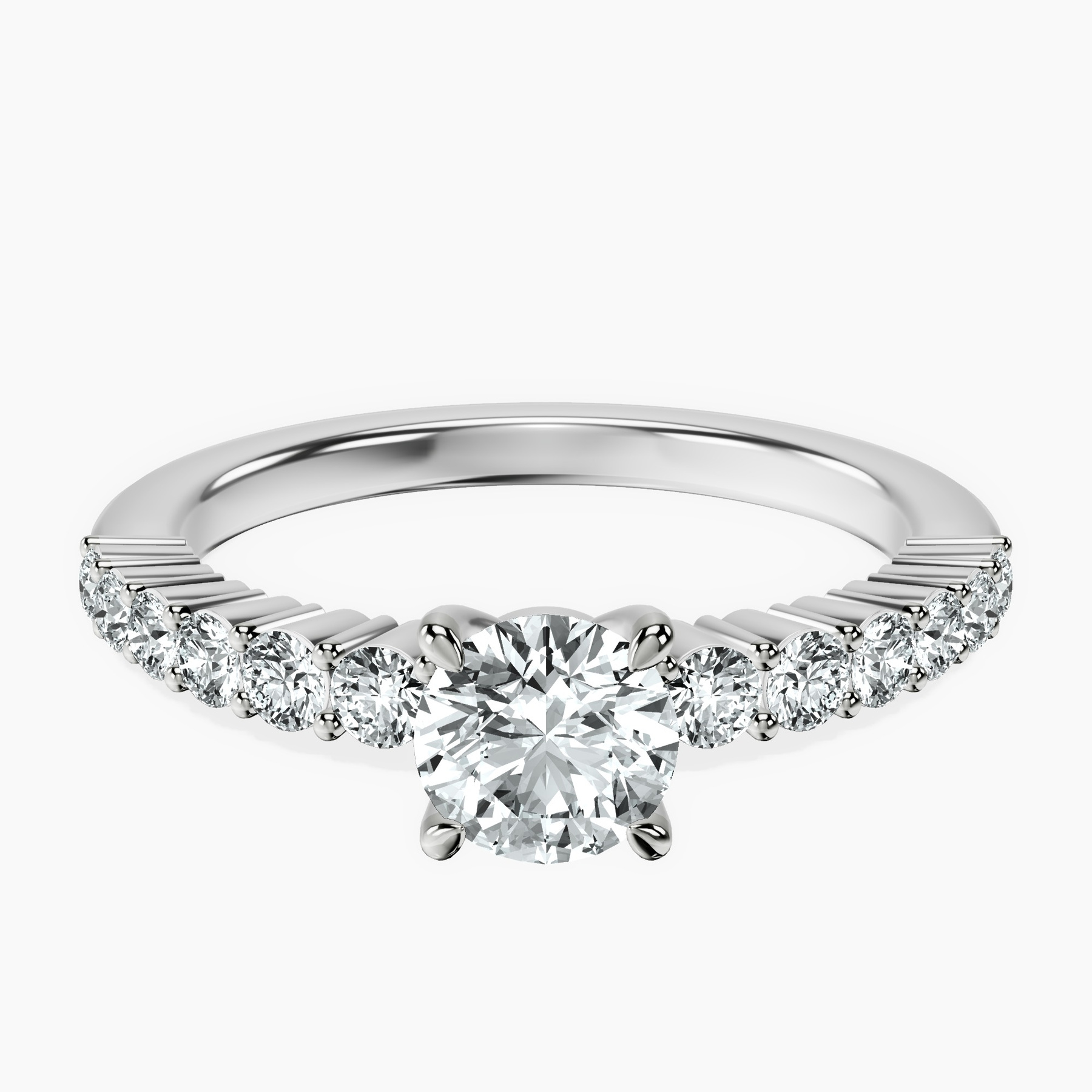 Platinum Lottie Four Claw Side Stone Lab Diamond Ring front image