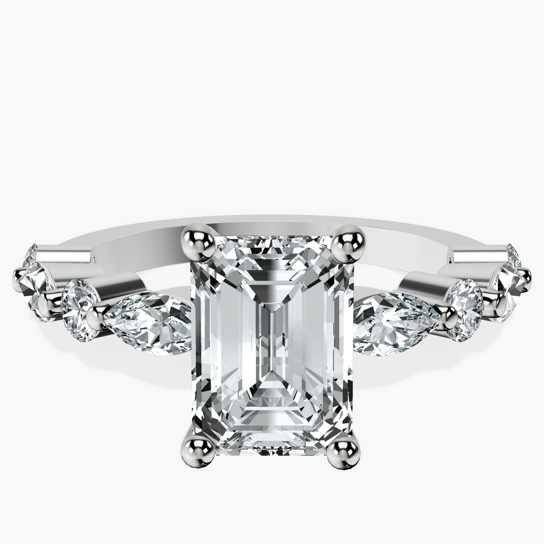 2.93 ct. emerald Pamela Ring in 14kt white gold rtr top