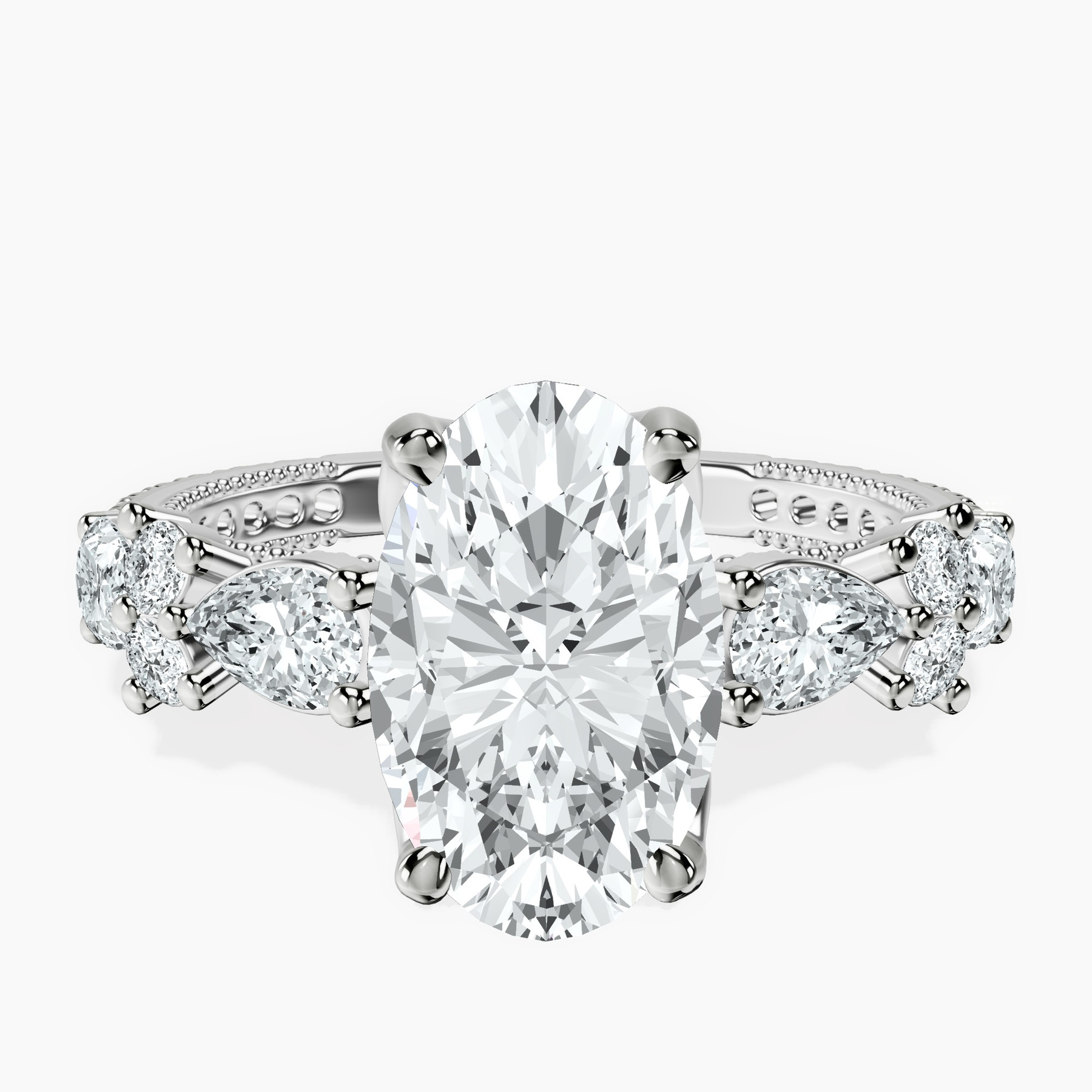 2.06 ct. oval Chrizan Ring in 18kt white gold rtr top
