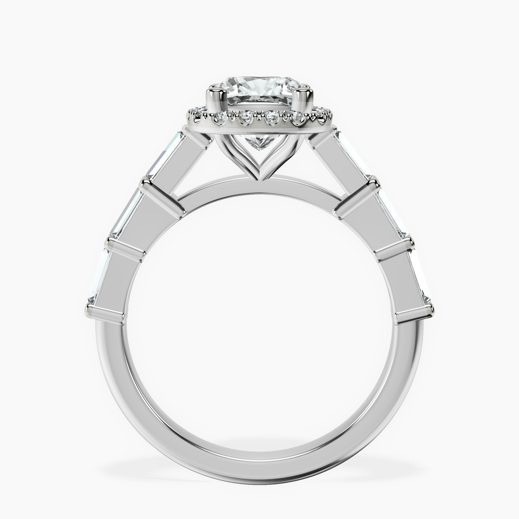 10kt White Gold Rachel Halo Side Stone Lab Diamond Ring side right image one