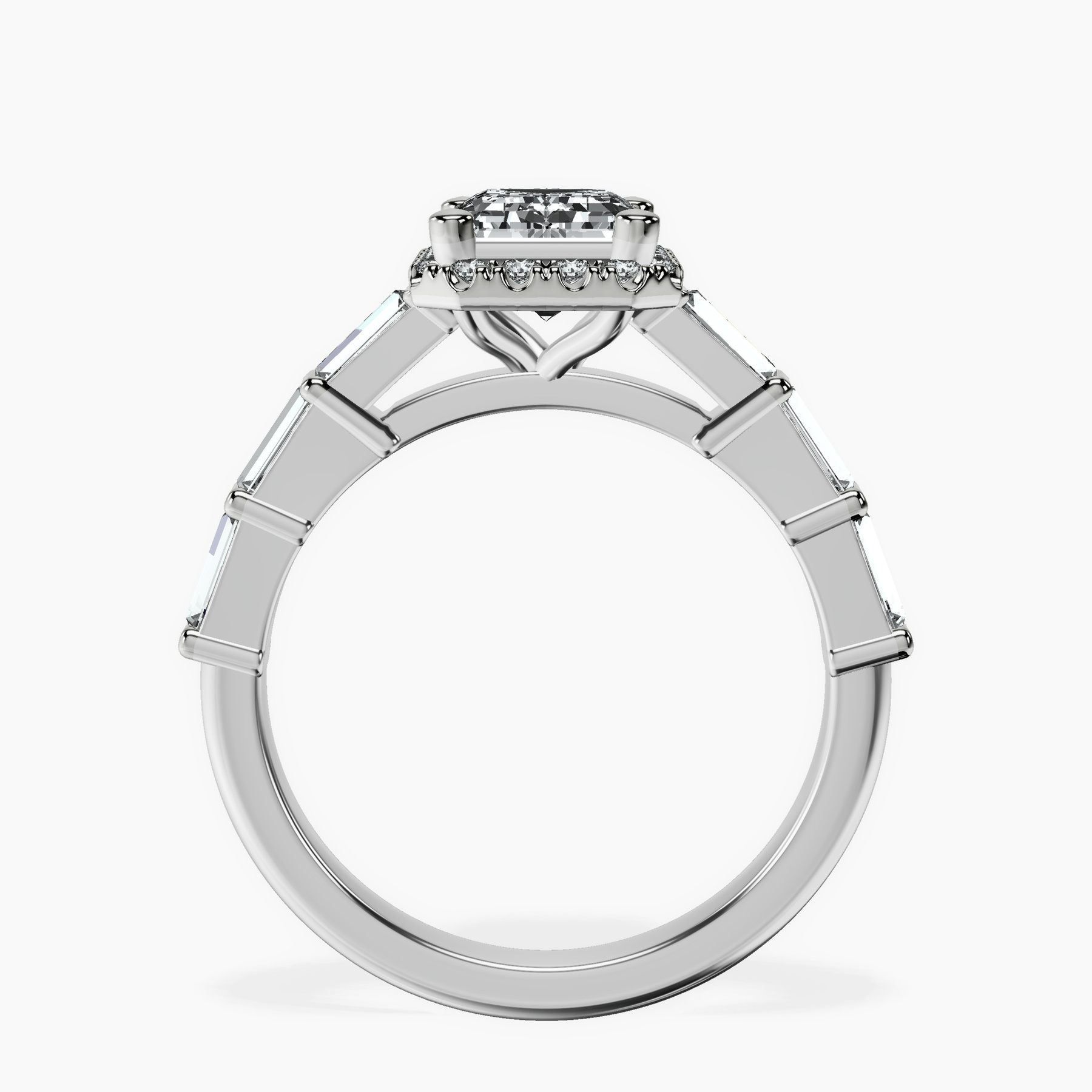 10kt White Gold Rachel Halo Side Stone Lab Diamond Ring side right image one