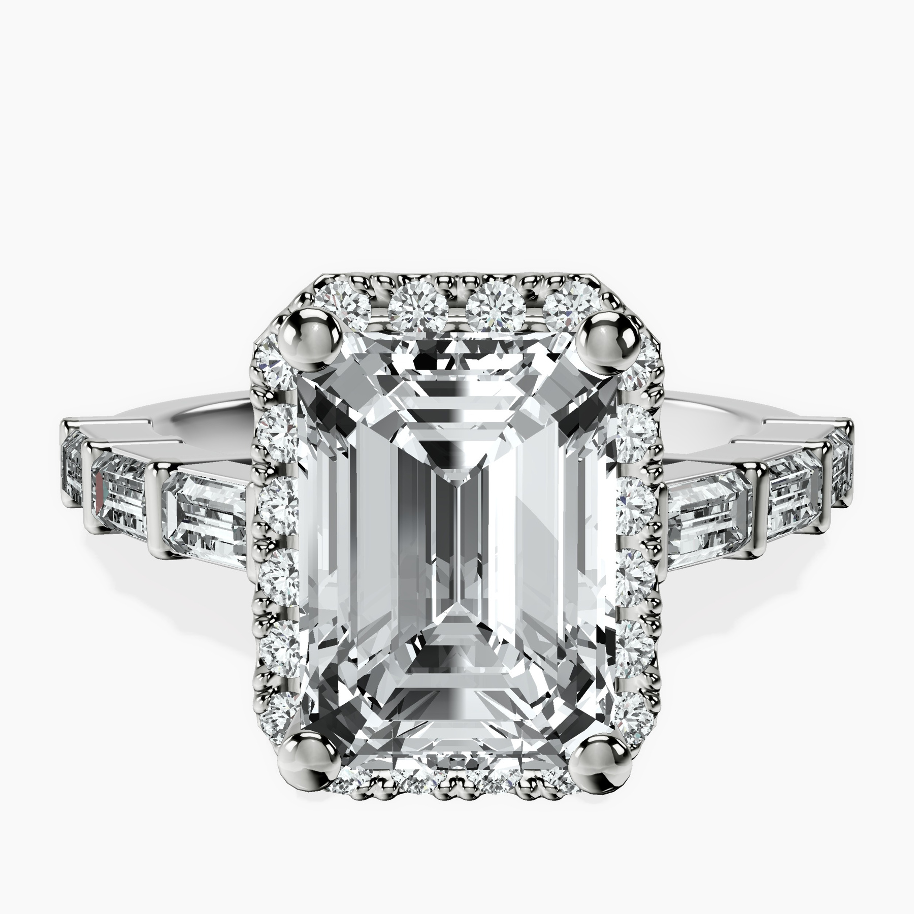 Platinum Rachel Halo Side Stone Lab Diamond Ring front image