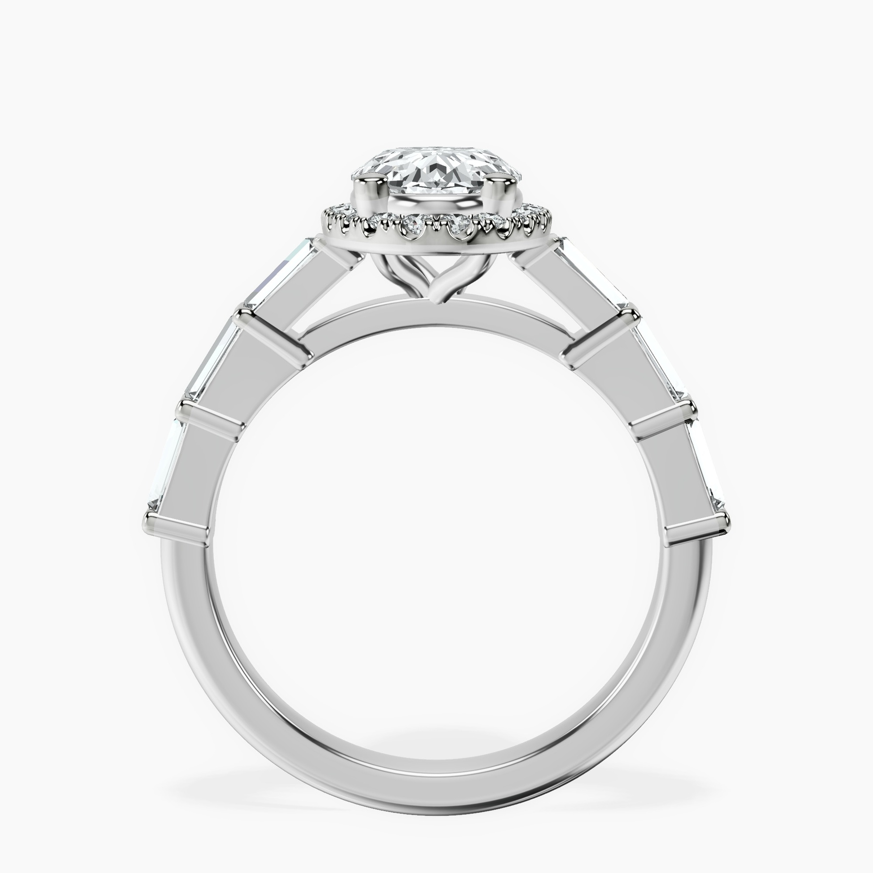 10kt White Gold Rachel Halo Side Stone Lab Diamond Ring side right image one