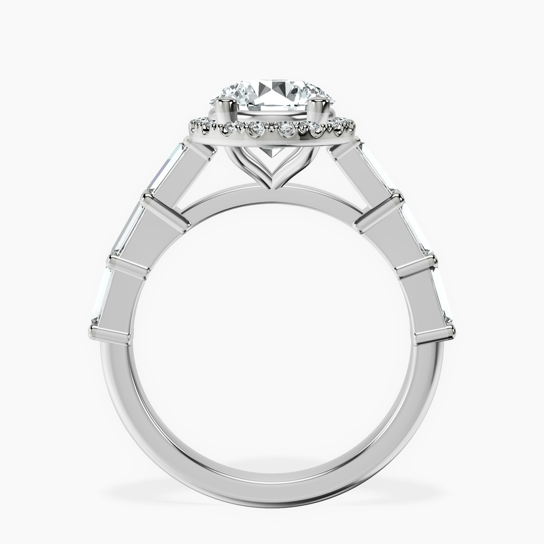 10kt White Gold Rachel Halo Side Stone Lab Diamond Ring side right image one