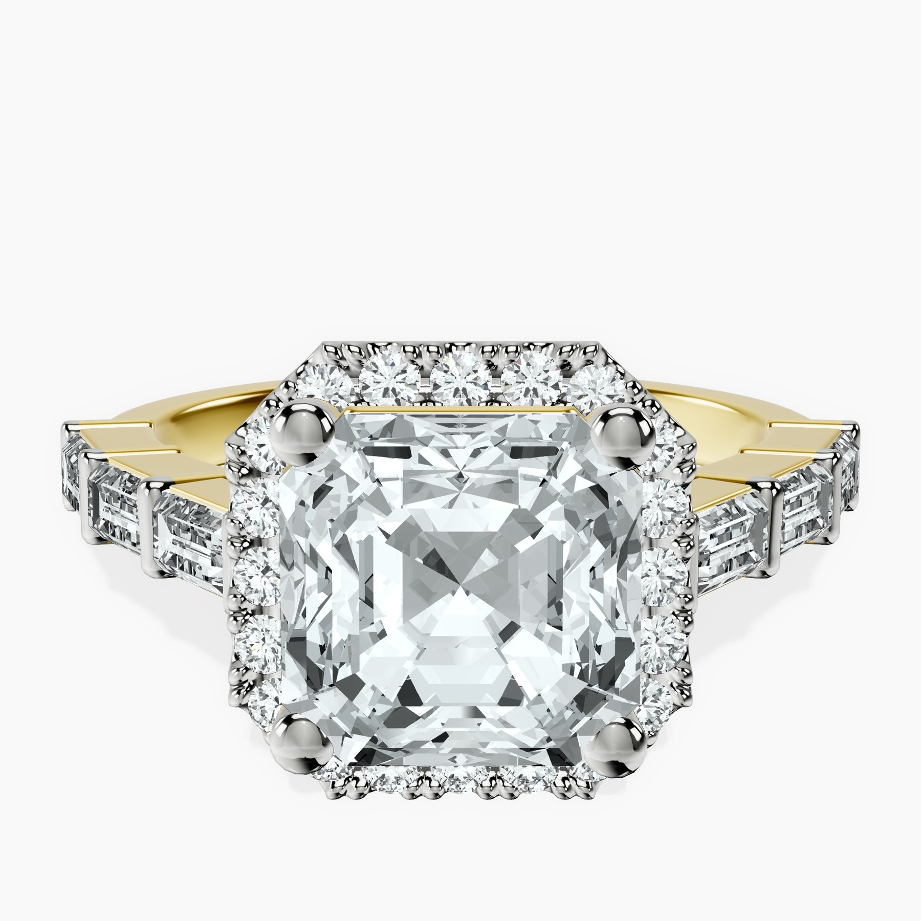 14kt Yellow Gold Rachel Halo Side Stone Lab Diamond Ring front image