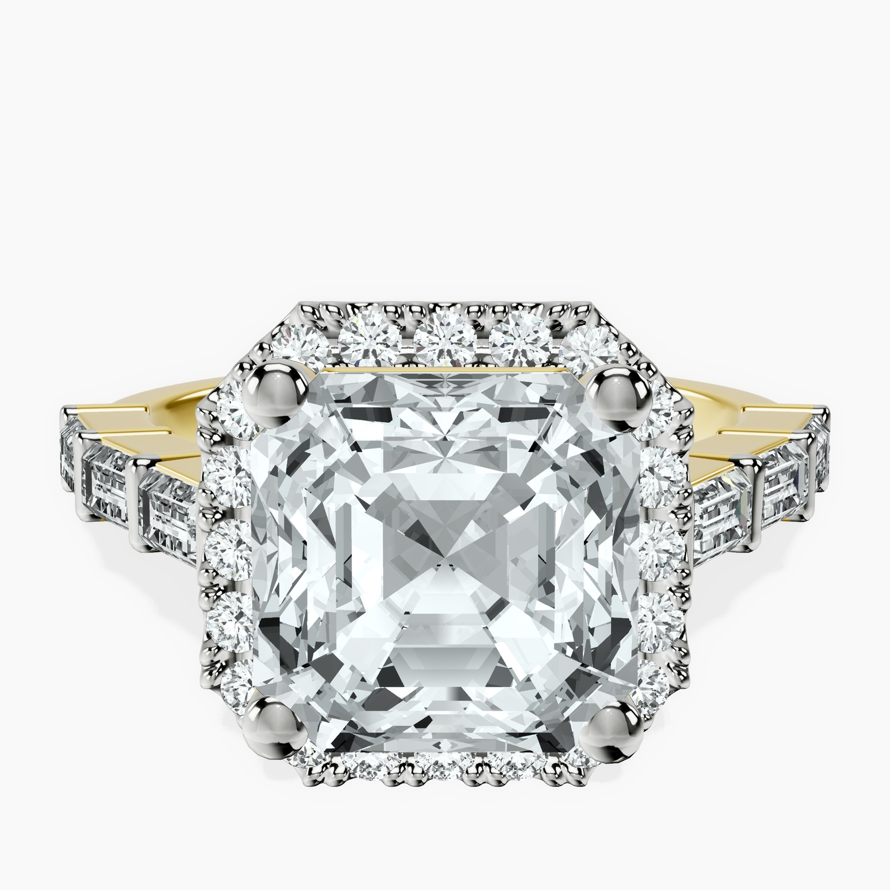 14kt Yellow Gold Rachel Halo Side Stone Lab Diamond Ring front image