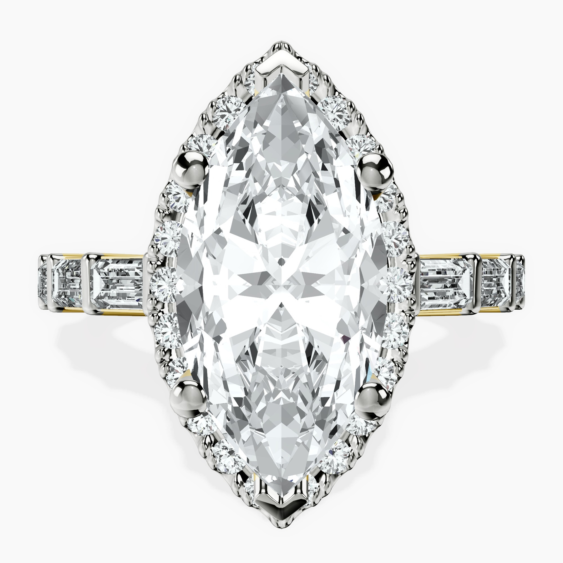 14kt Yellow Gold Rachel Halo Side Stone Lab Diamond Ring front image