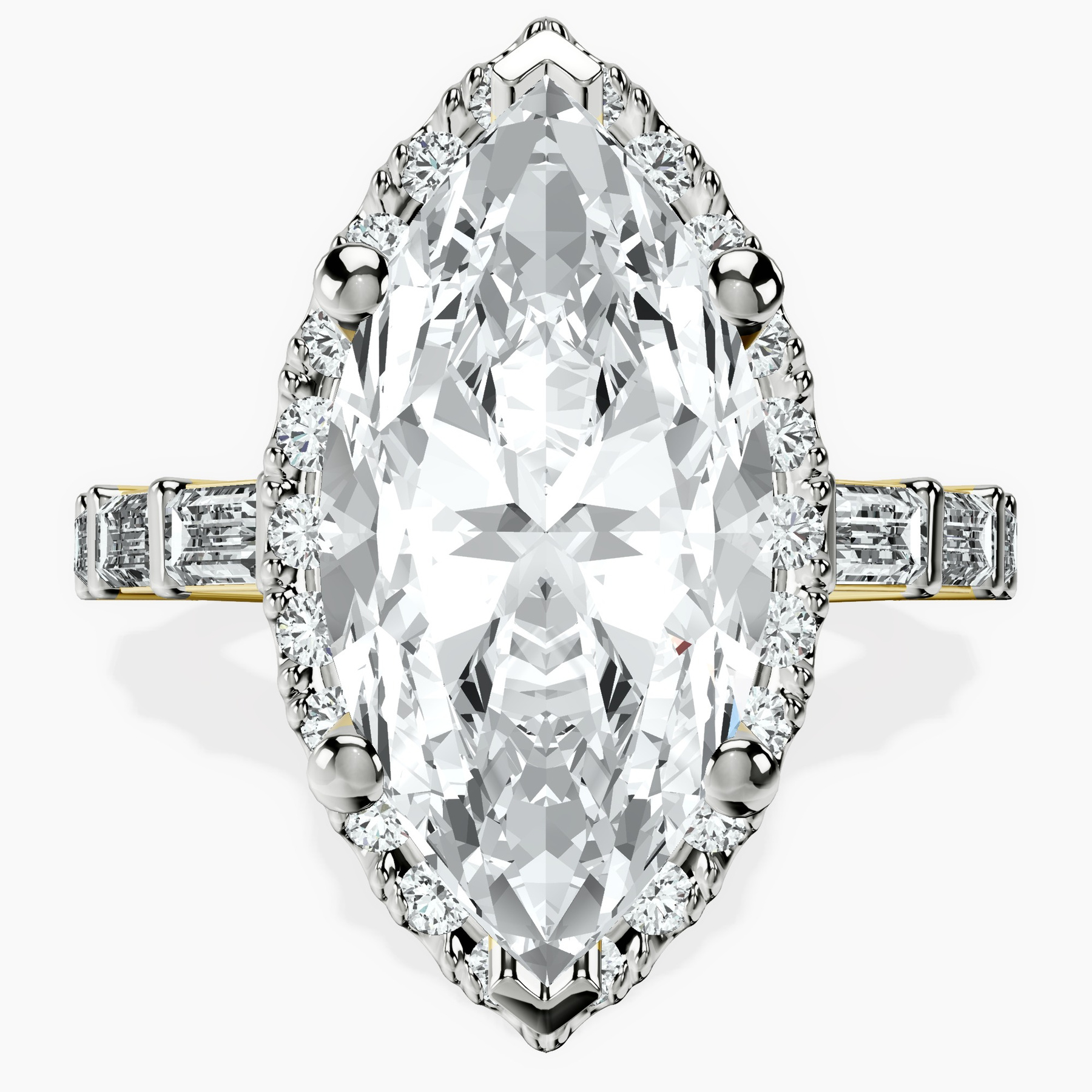 18kt Yellow Gold Rachel Halo Side Stone Lab Diamond Ring front image