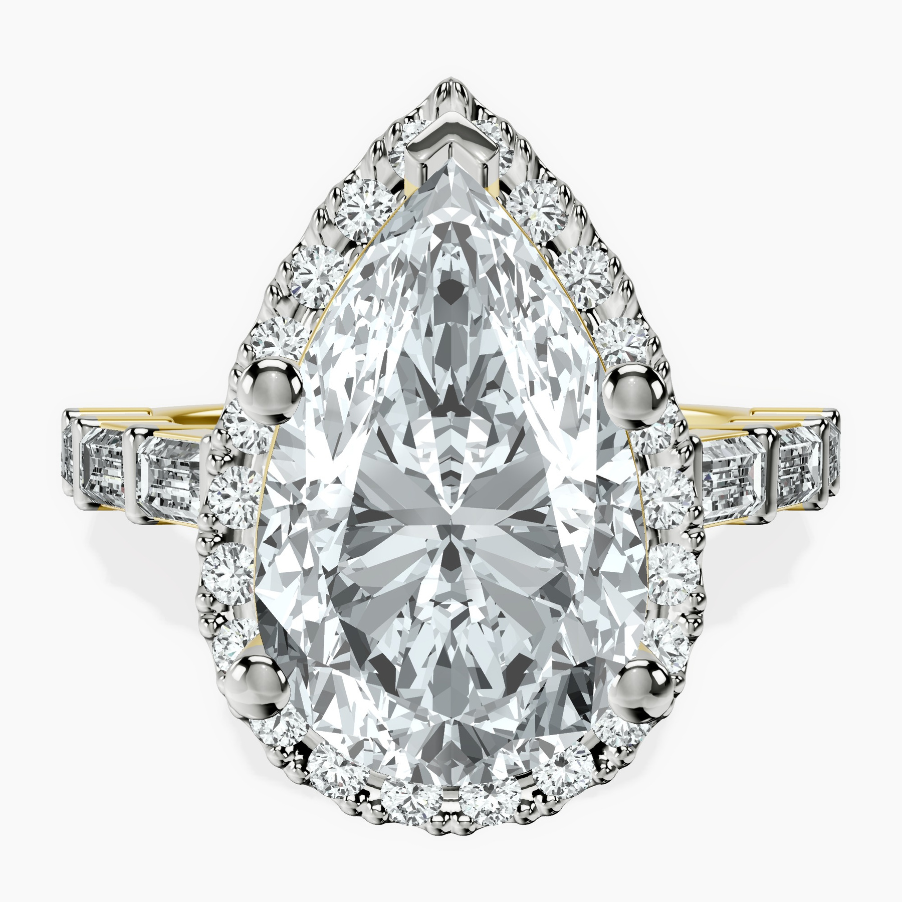 10kt Yellow Gold Rachel Halo Side Stone Lab Diamond Ring front image