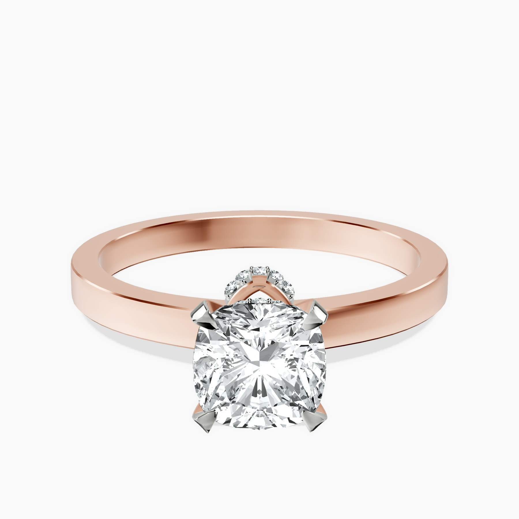 1.49 ct. cushion Ember Halo Ring in 10kt rose gold rtr top