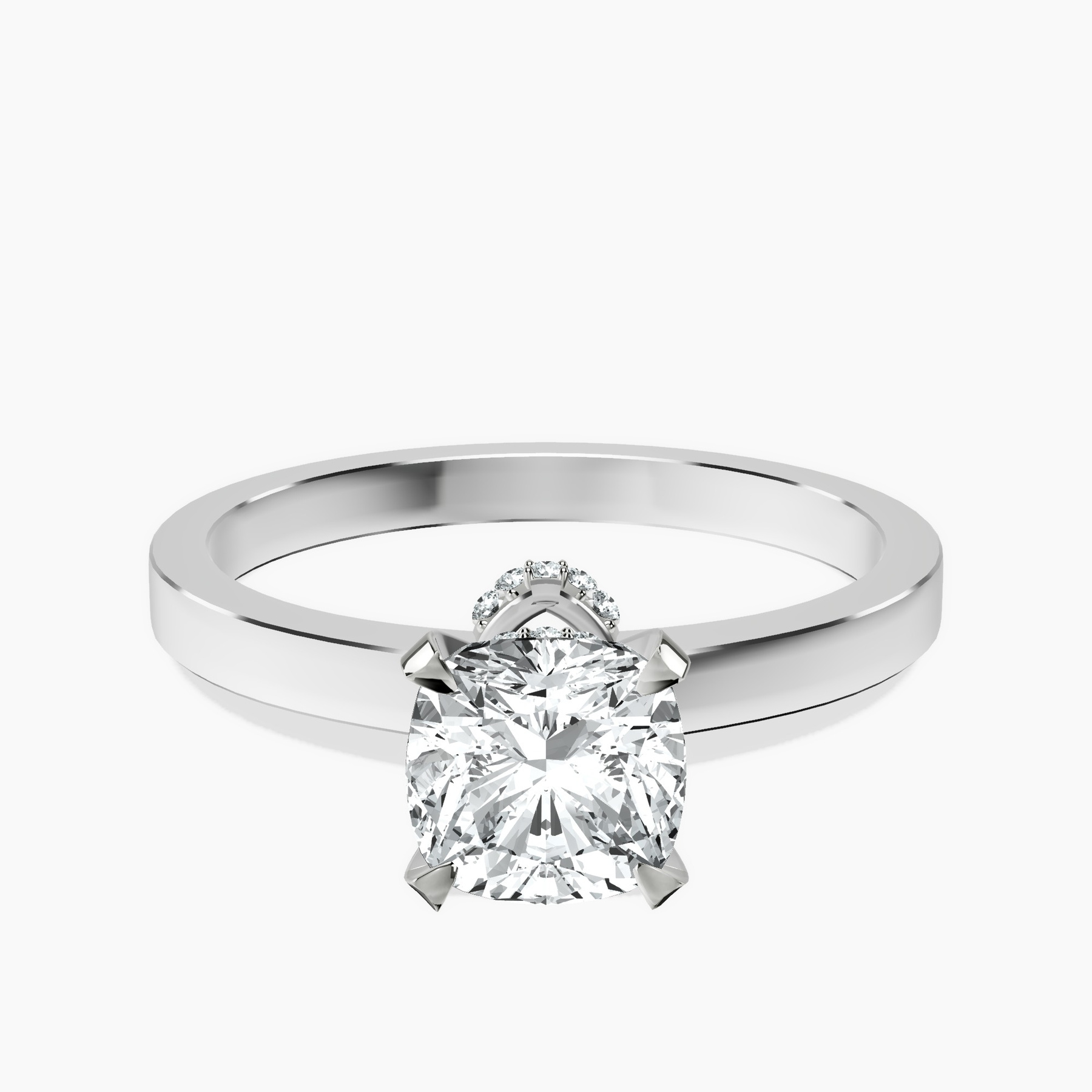1.02 ct. cushion Ember Halo Ring in 10kt white gold rtr top