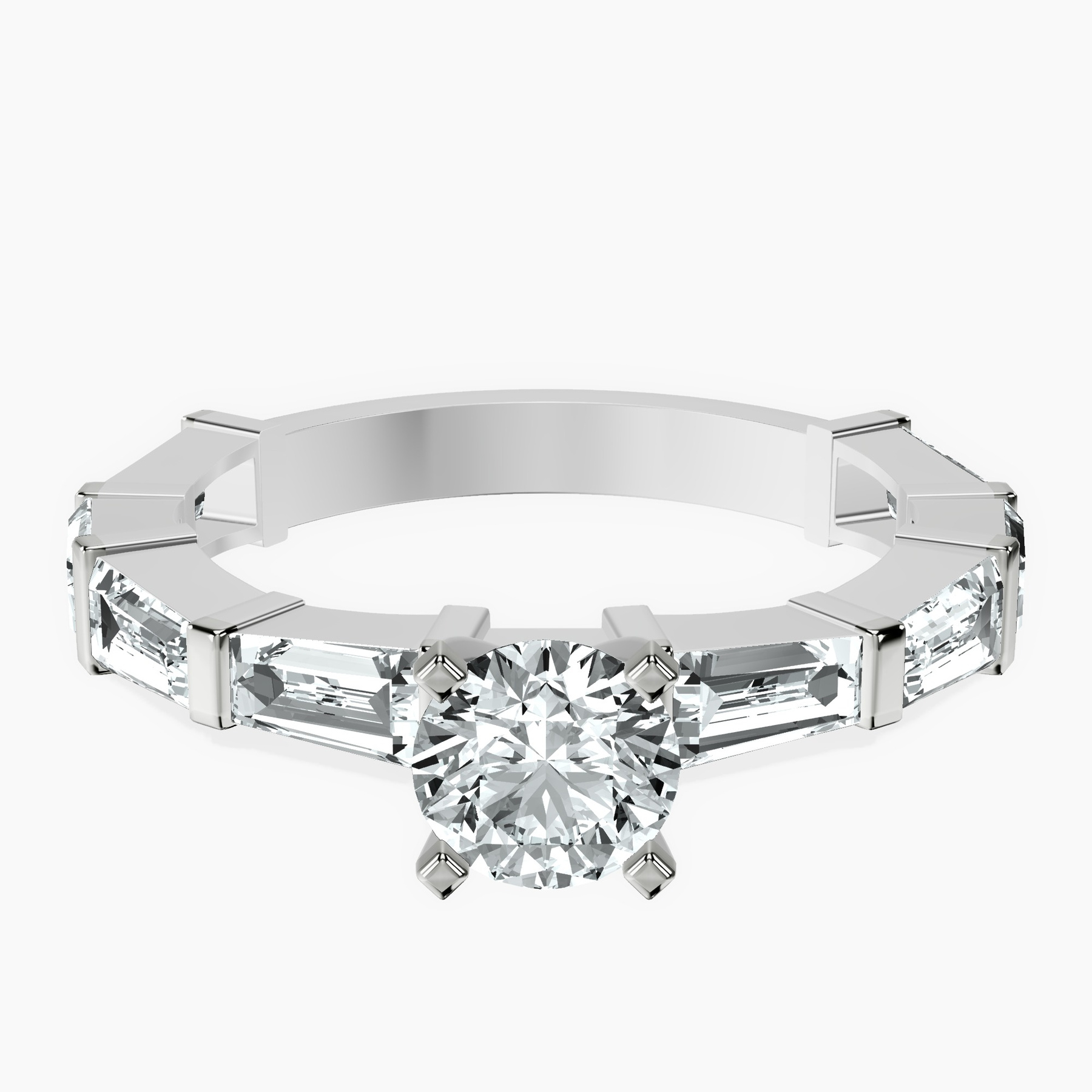 Platinum Gizele Tapered Side Stone Lab Diamond Ring front image