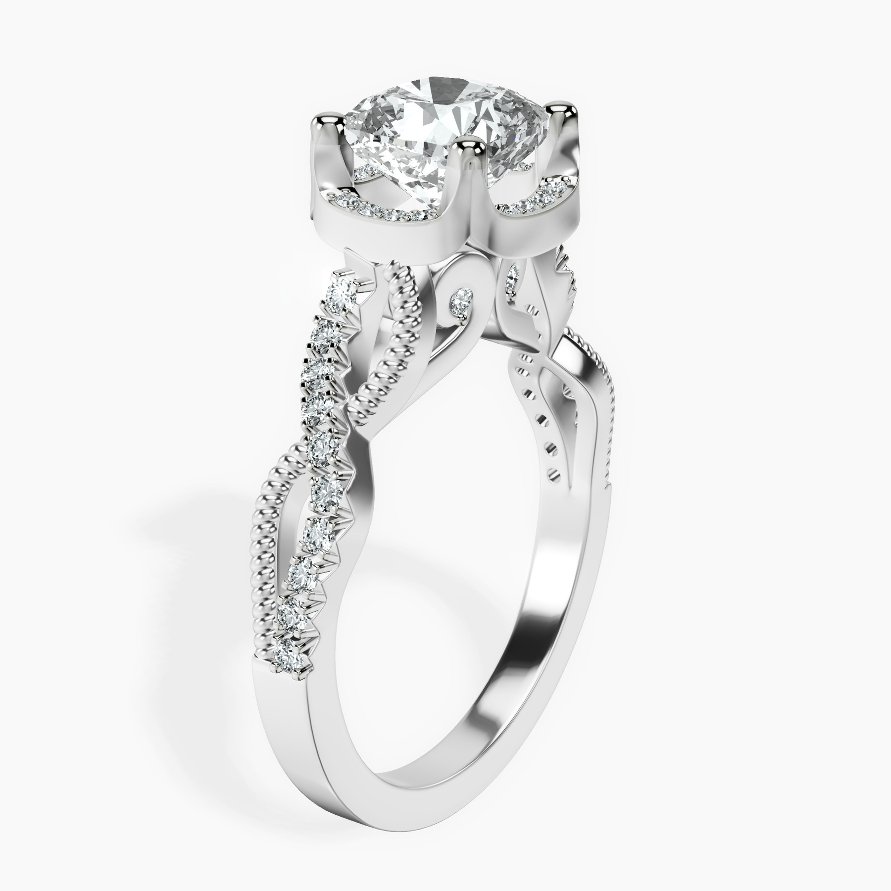 10kt White Gold Astoré Channel Glided Lab Diamond Ring standing product image one