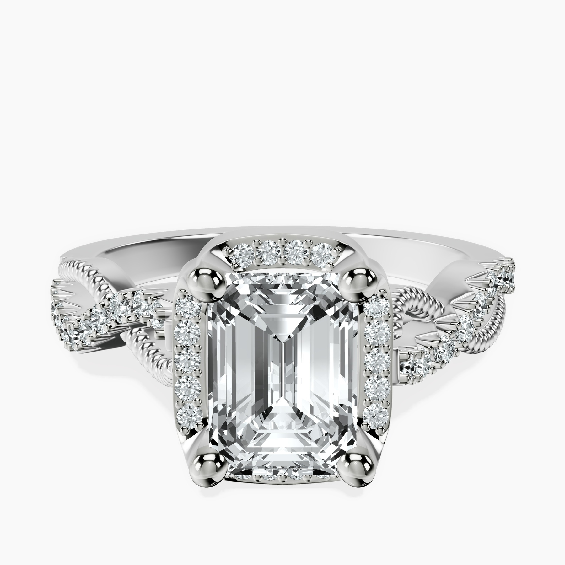 2.91 ct. emerald Astoré Channel Glided Ring in 10kt white gold rtr top
