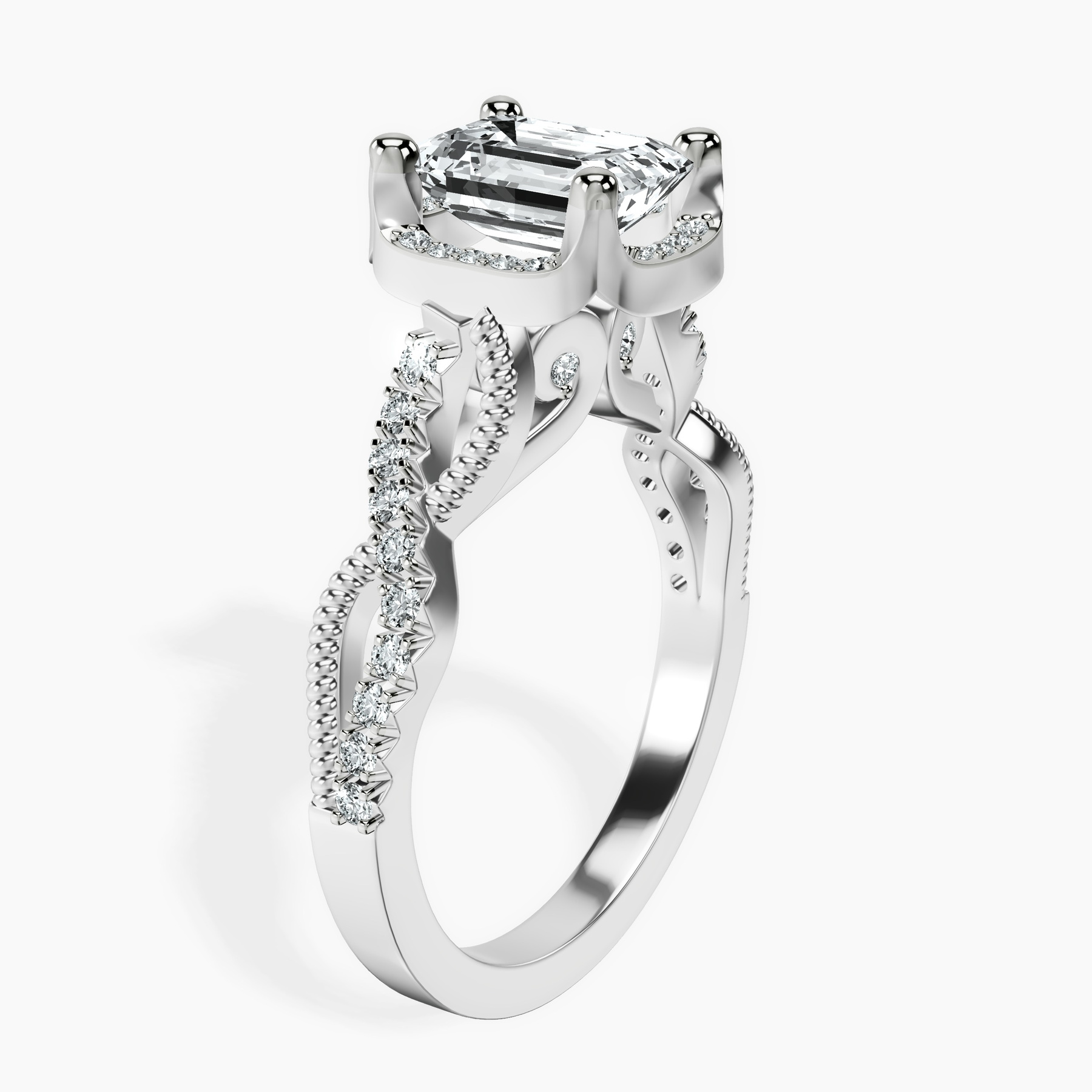 10kt White Gold Astoré Channel Glided Lab Diamond Ring standing product image one