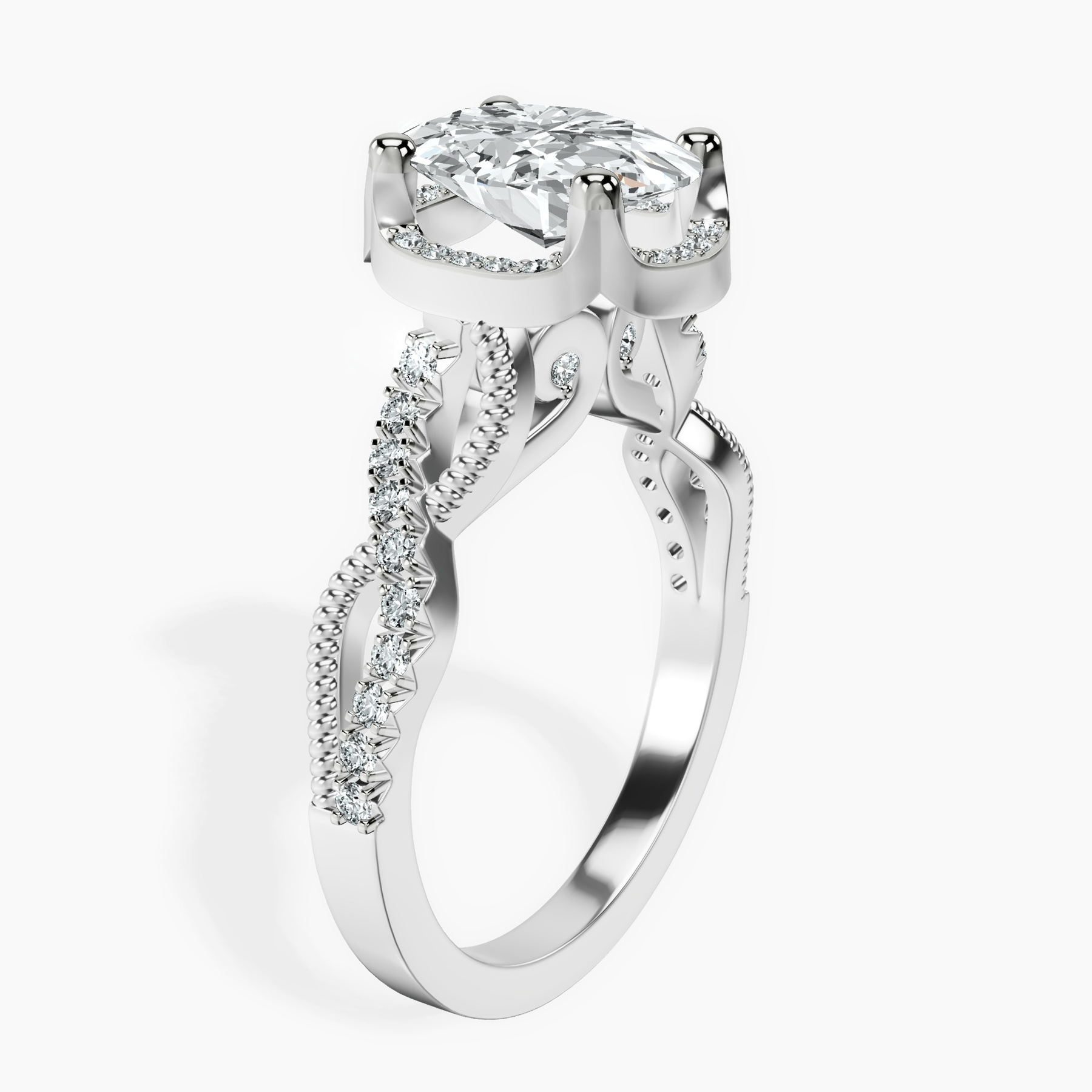 10kt White Gold Astoré Channel Glided Lab Diamond Ring standing product image one