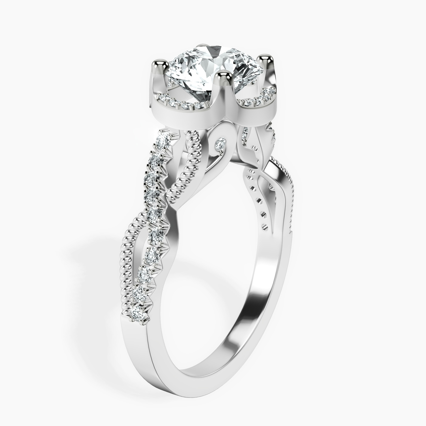 10kt White Gold Astoré Channel Glided Lab Diamond Ring standing product image one