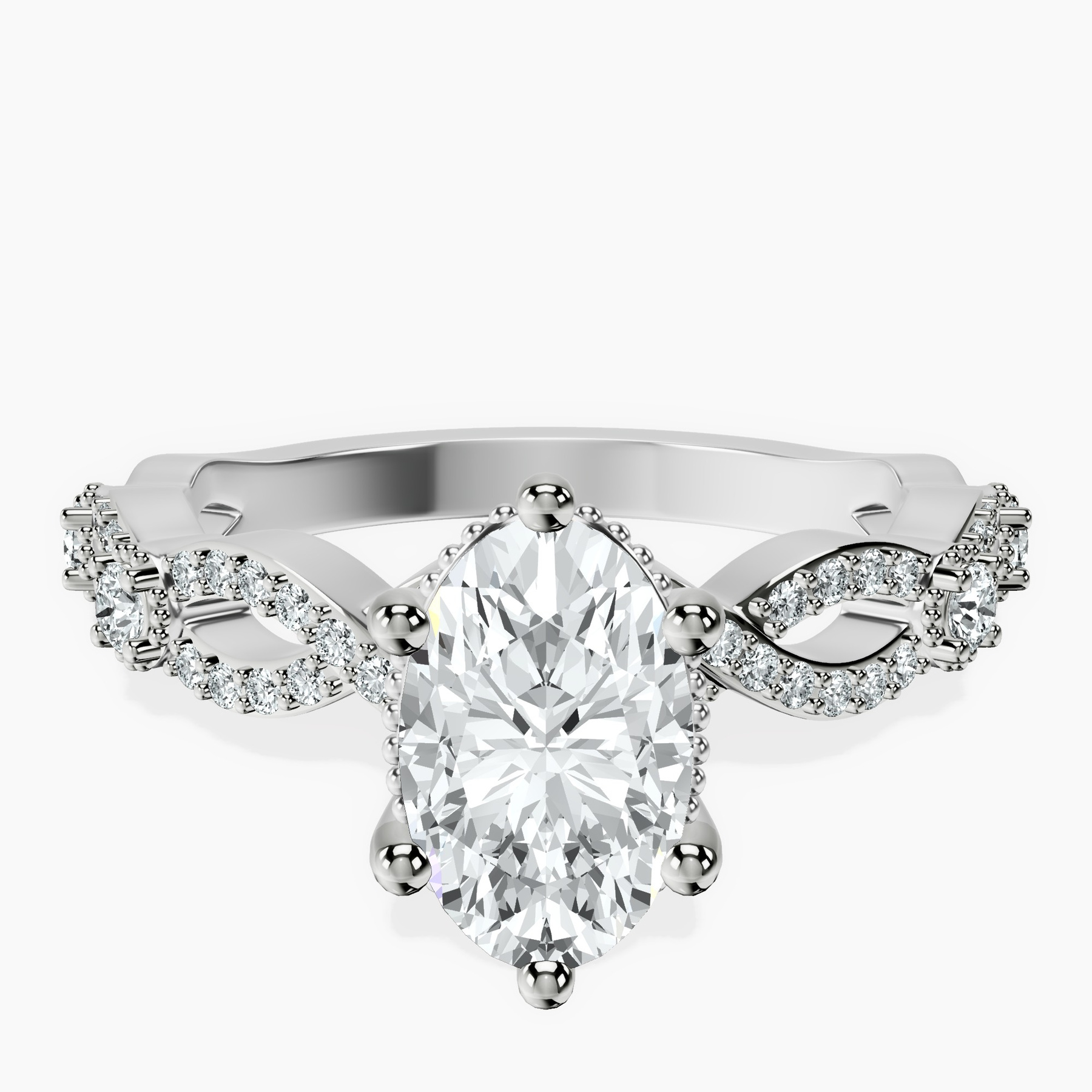 2.06 ct. oval Aristea Elite Miligrain ring in 14kt white gold rtr top
