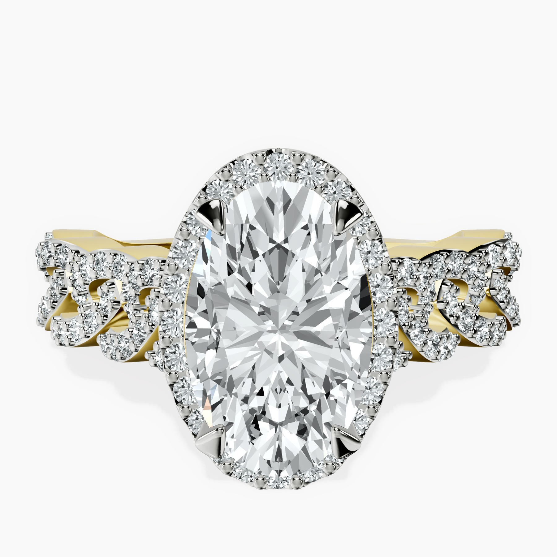 2.06 ct. oval Imperiella halo ring in 14kt yellow gold rtr top