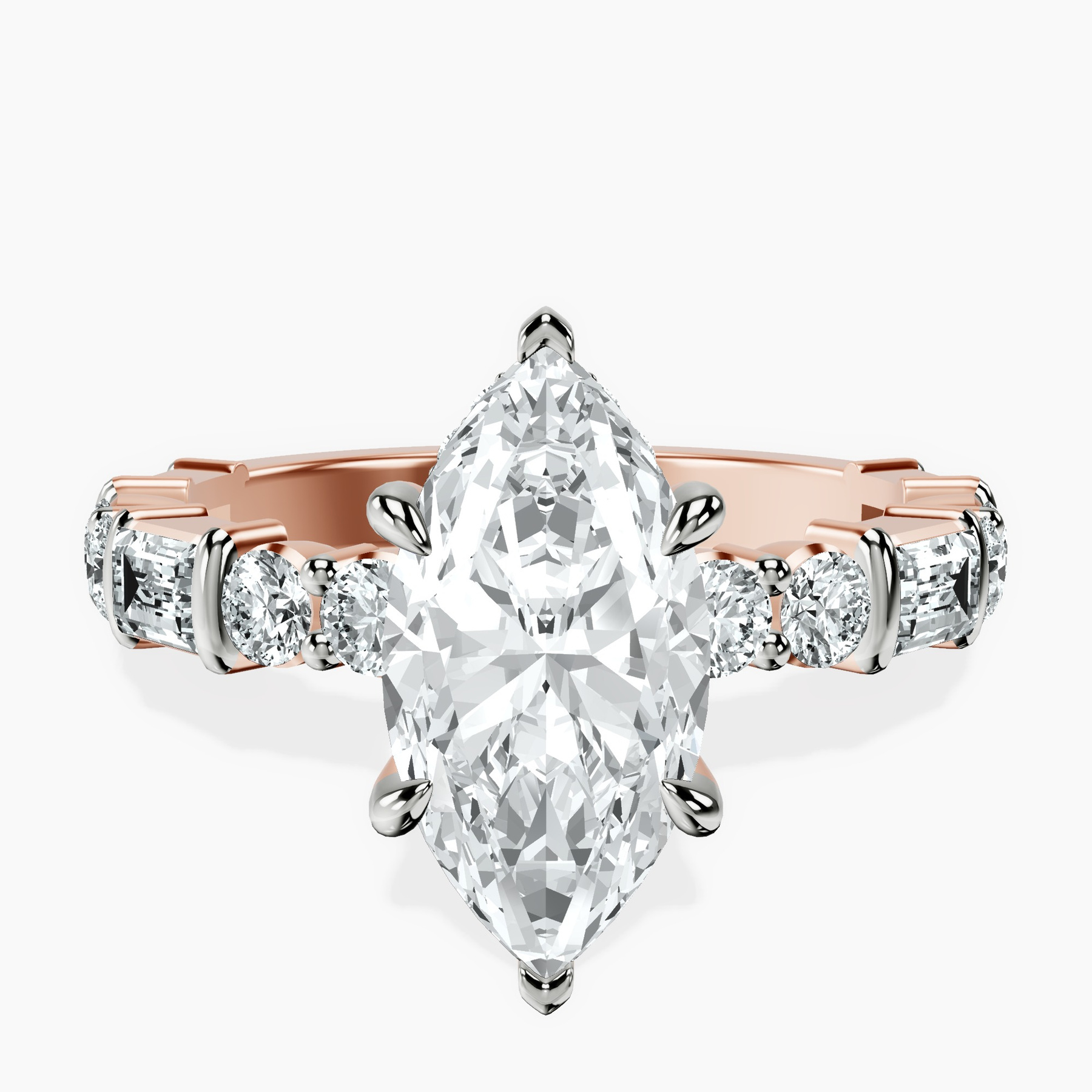 14kt Rose Gold Enchanted Bliss Side Stone Lab Diamond Ring front image
