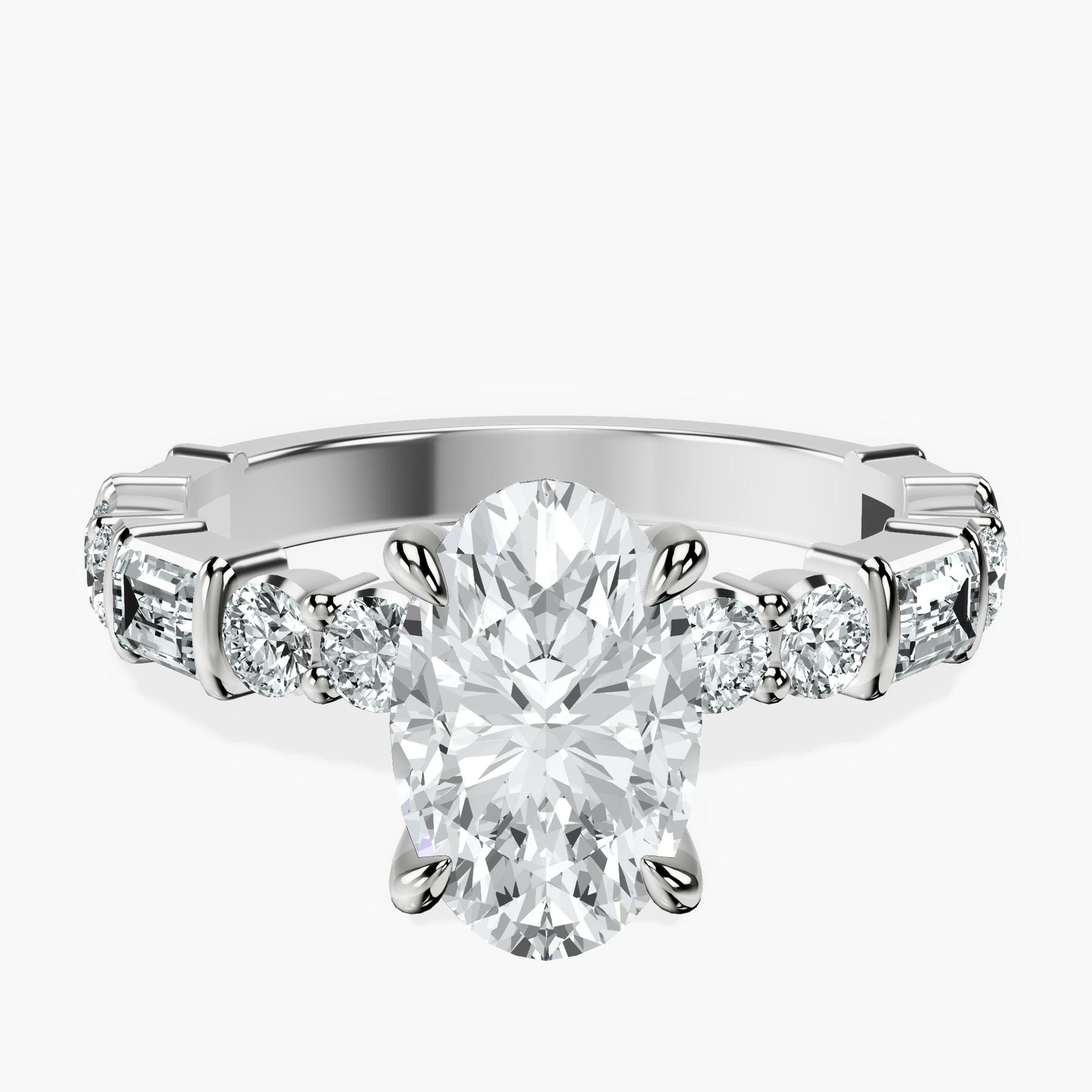 10kt White Gold Enchanted Bliss Side Stone Lab Diamond Ring rtr top