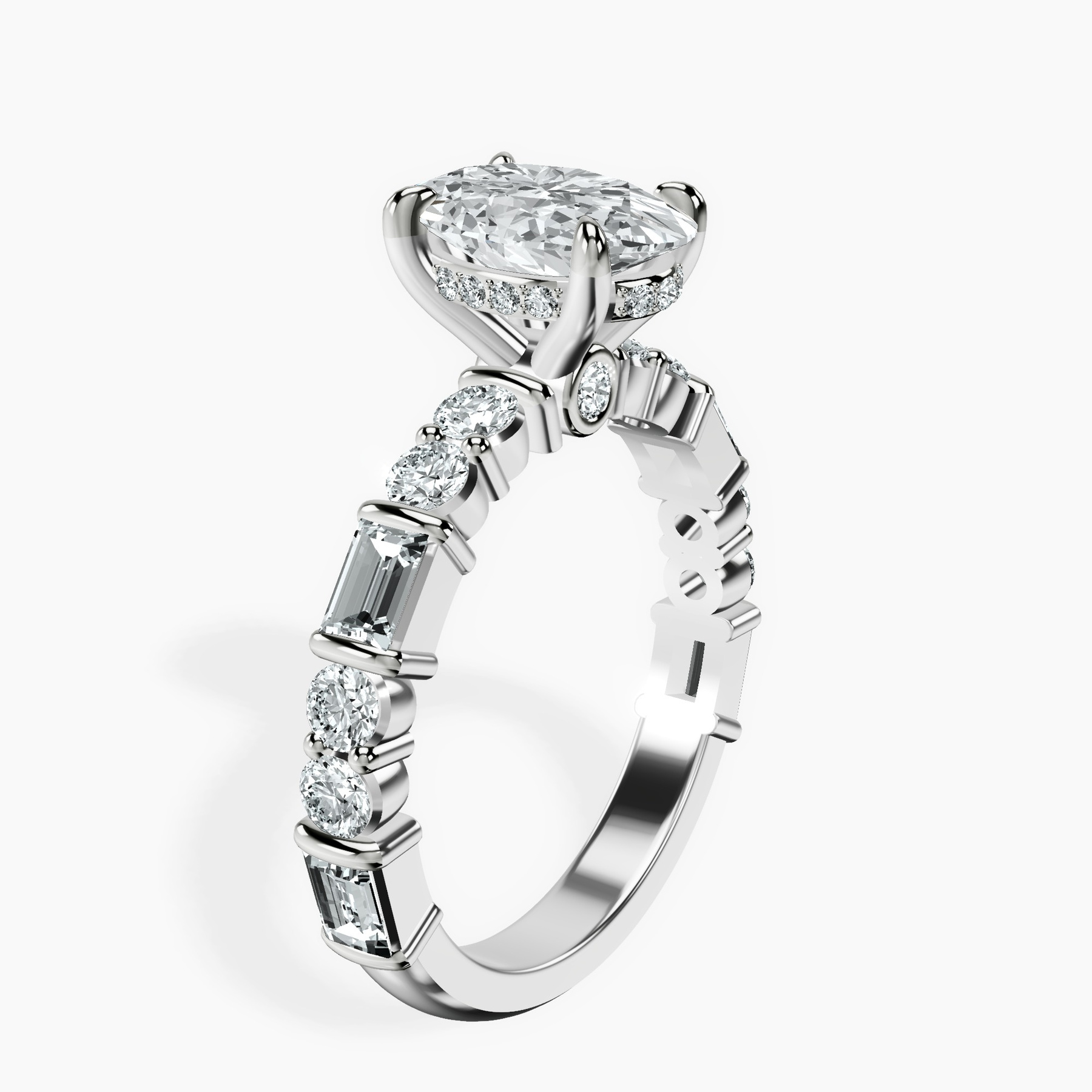 10kt White Gold Enchanted Bliss Side Stone Lab Diamond Ring standing product image one
