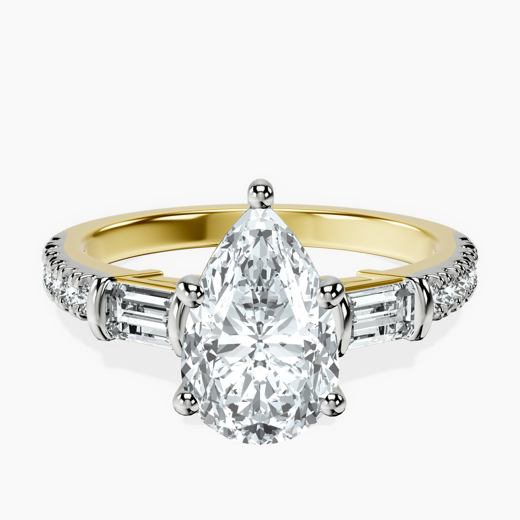 10kt Yellow Gold Opalina Charm Side Stone Lab Diamond Ring rtr top