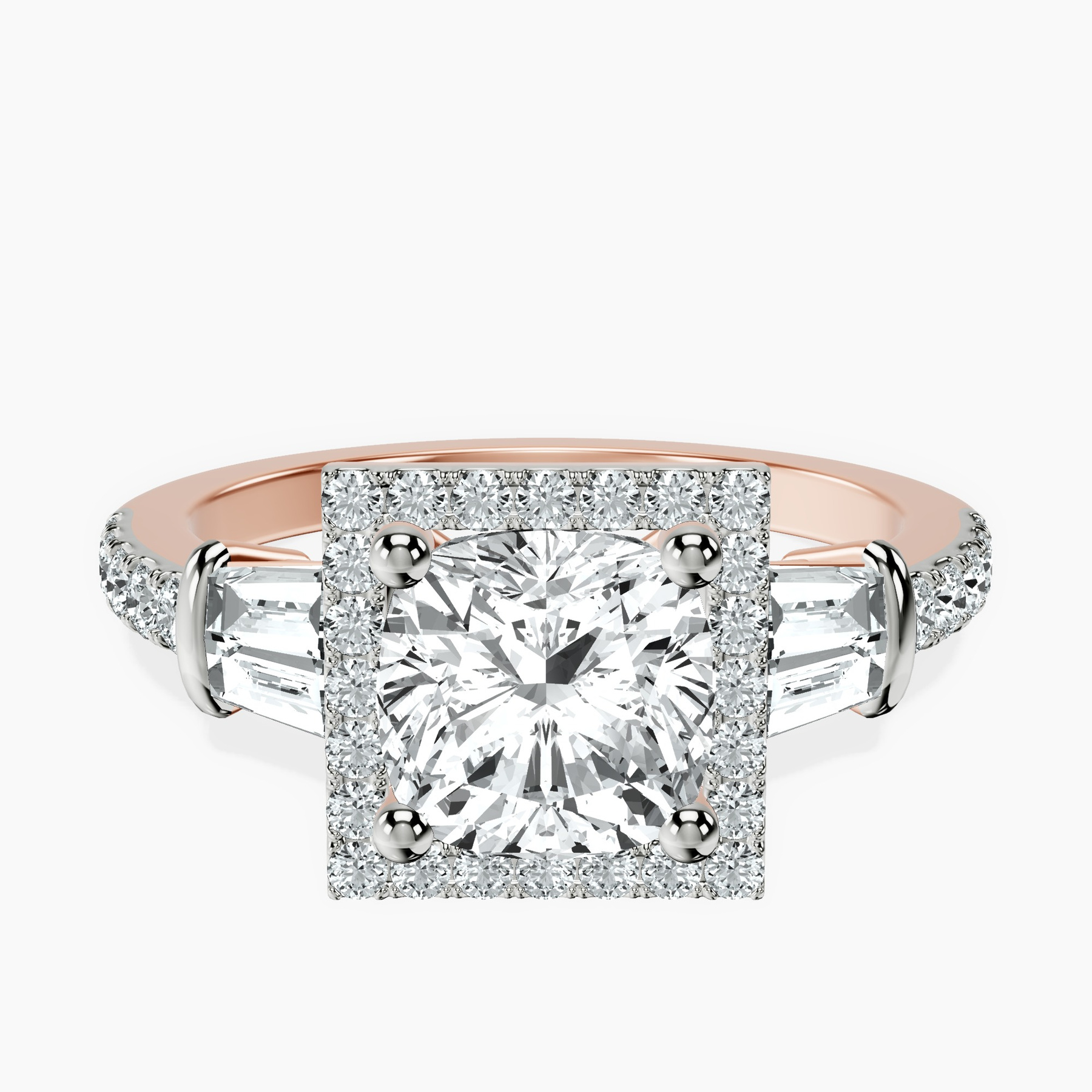 10kt Rose Gold Liora Cascade Halo Lab Diamond Ring rtr top