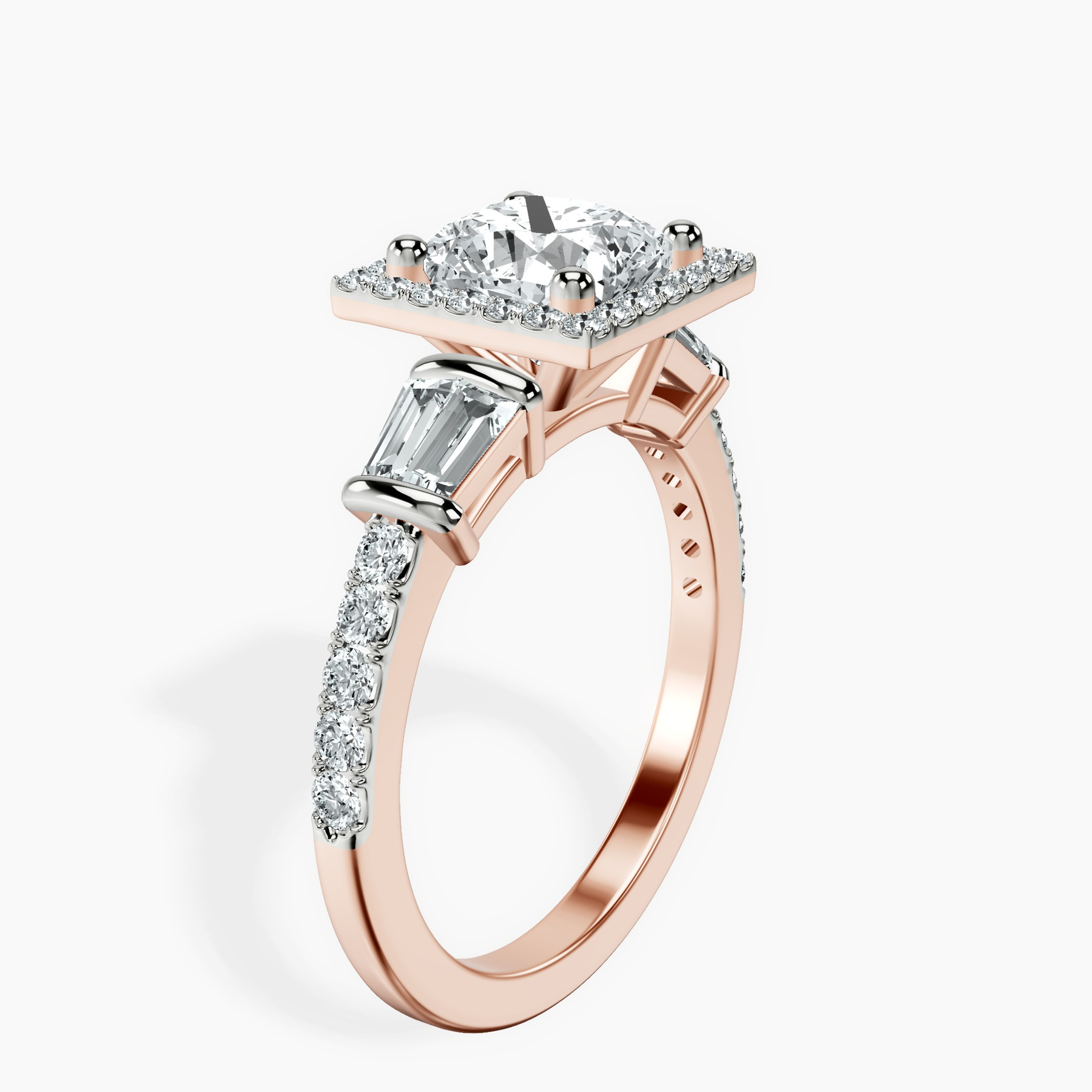 10kt Rose Gold Liora Cascade Halo Lab Diamond Ring standing product image one