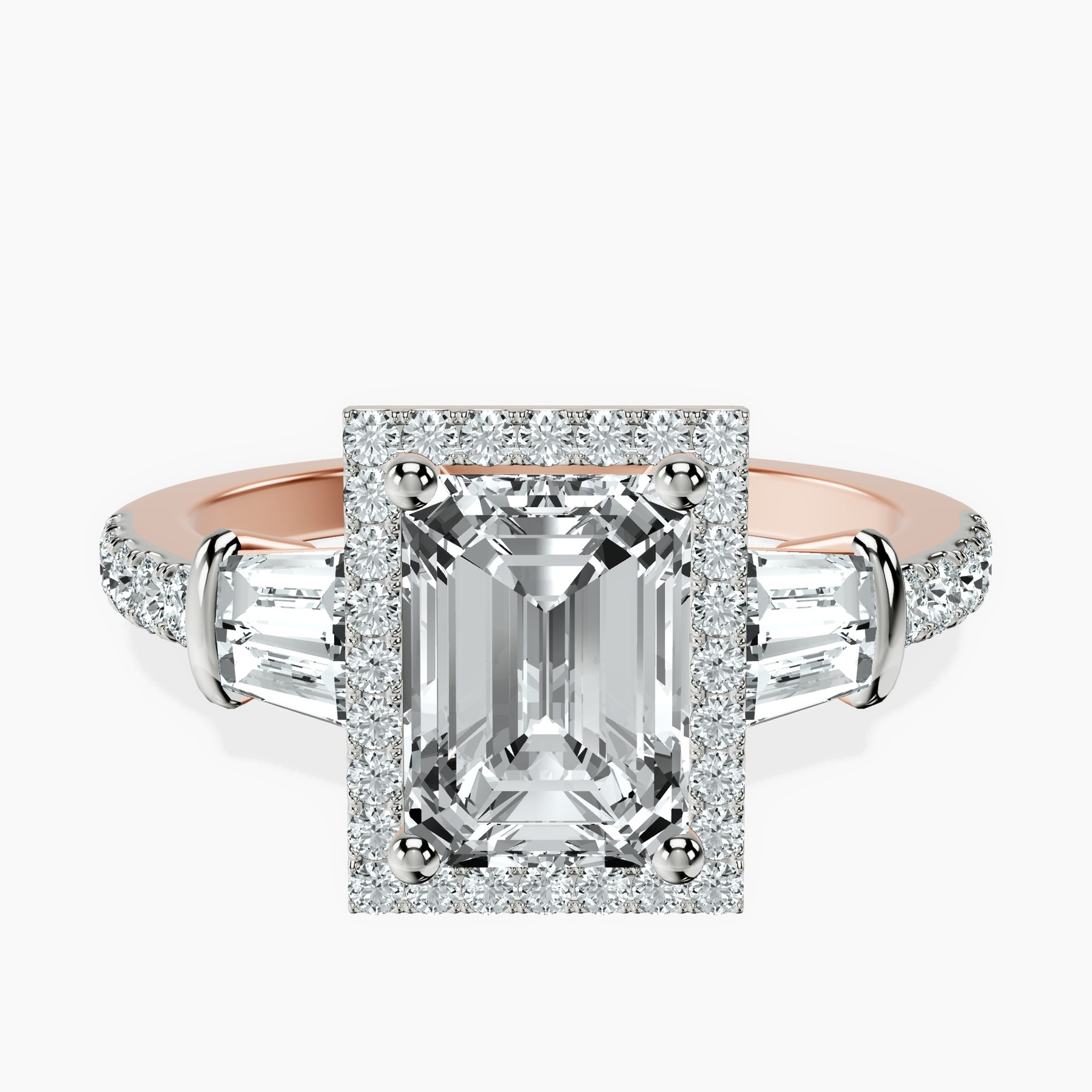 10kt Rose Gold Liora Cascade Halo Lab Diamond Ring rtr top