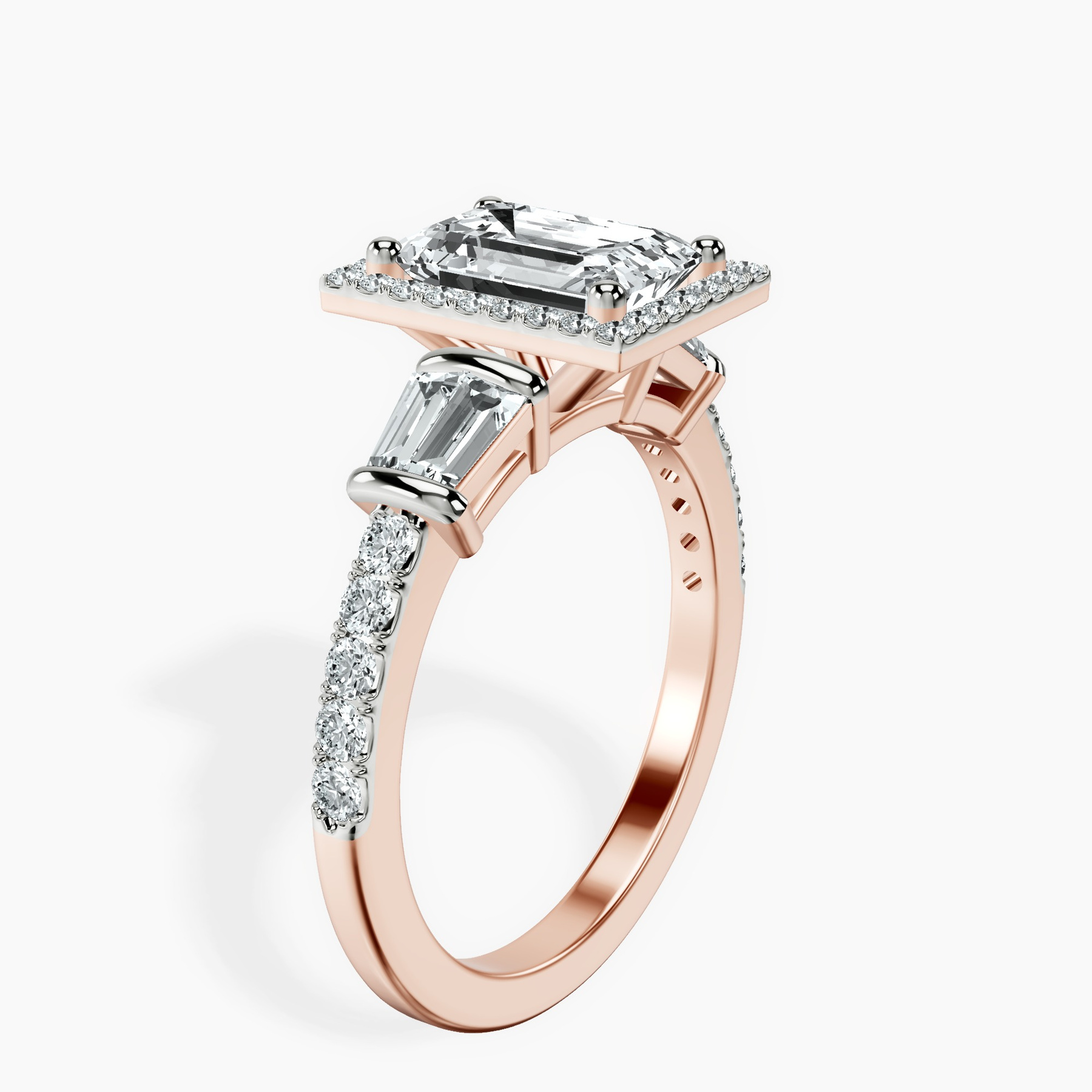 10kt Rose Gold Liora Cascade Halo Lab Diamond Ring standing product image one