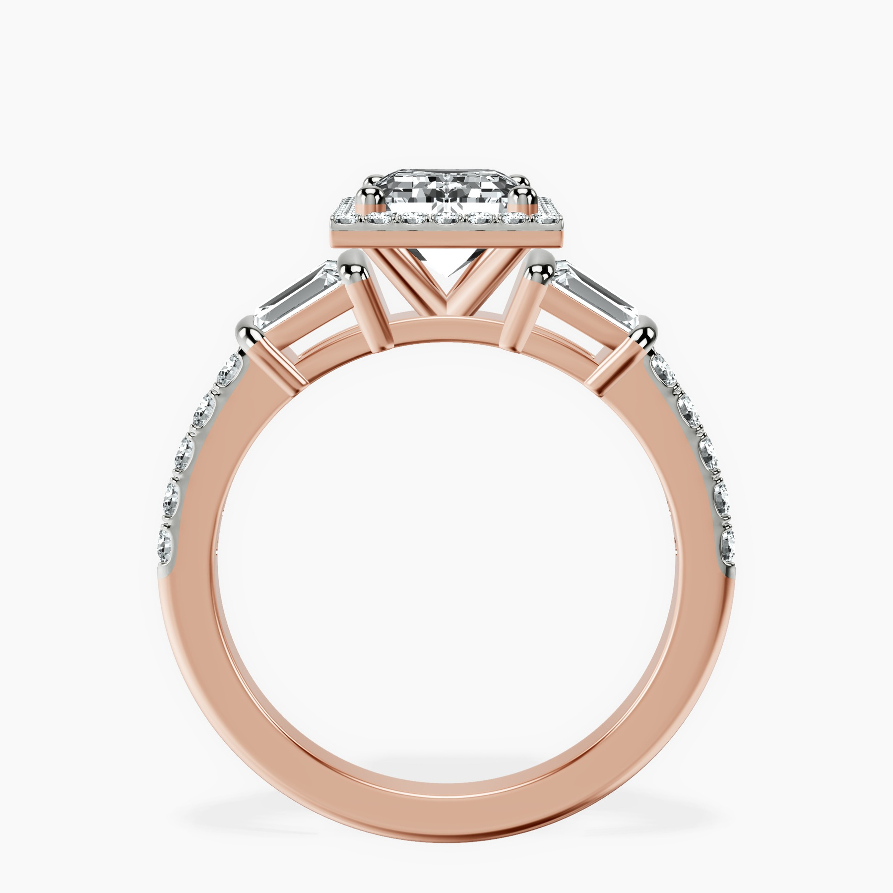 10kt Rose Gold Liora Cascade Halo Lab Diamond Ring side right image one