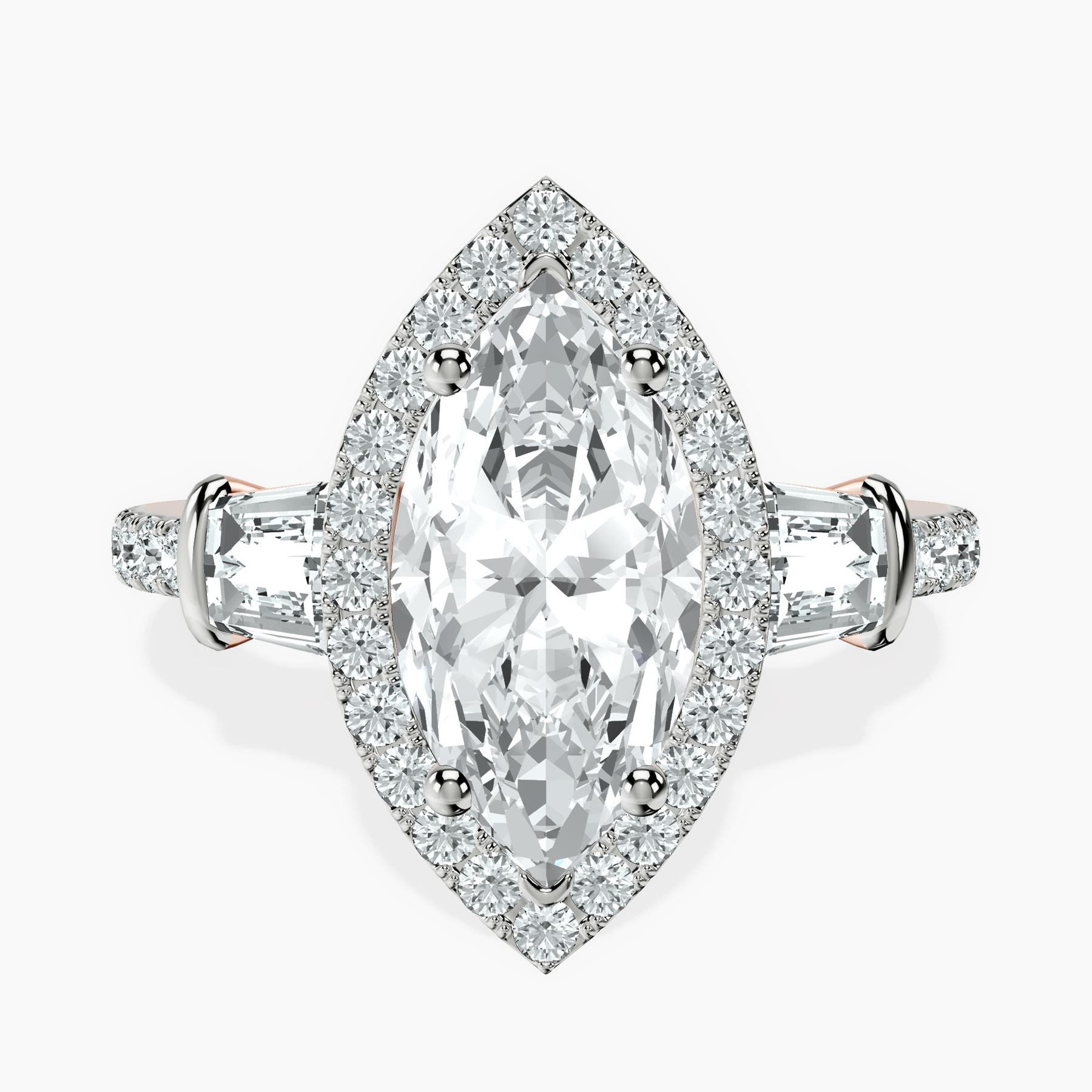 14kt Rose Gold Liora Cascade Halo Lab Diamond Ring front image