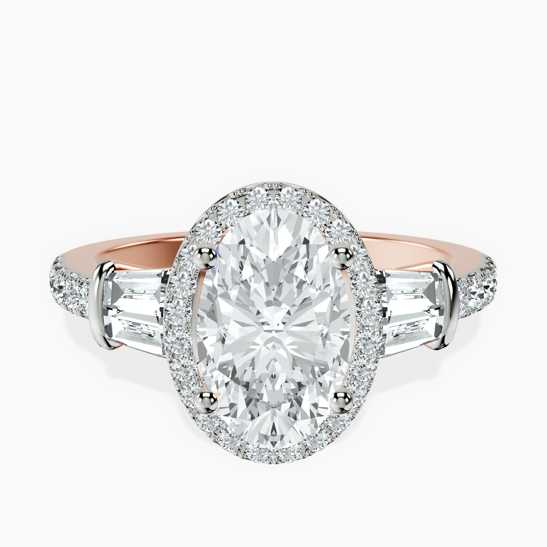 10kt Rose Gold Liora Cascade Halo Lab Diamond Ring rtr top
