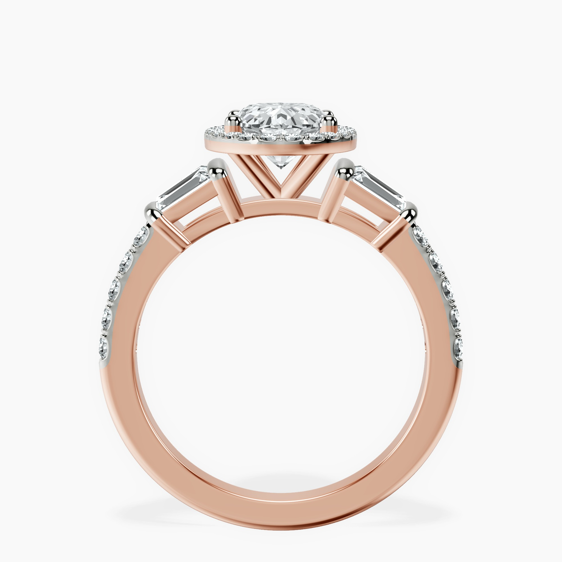 10kt Rose Gold Liora Cascade Halo Lab Diamond Ring side right image one