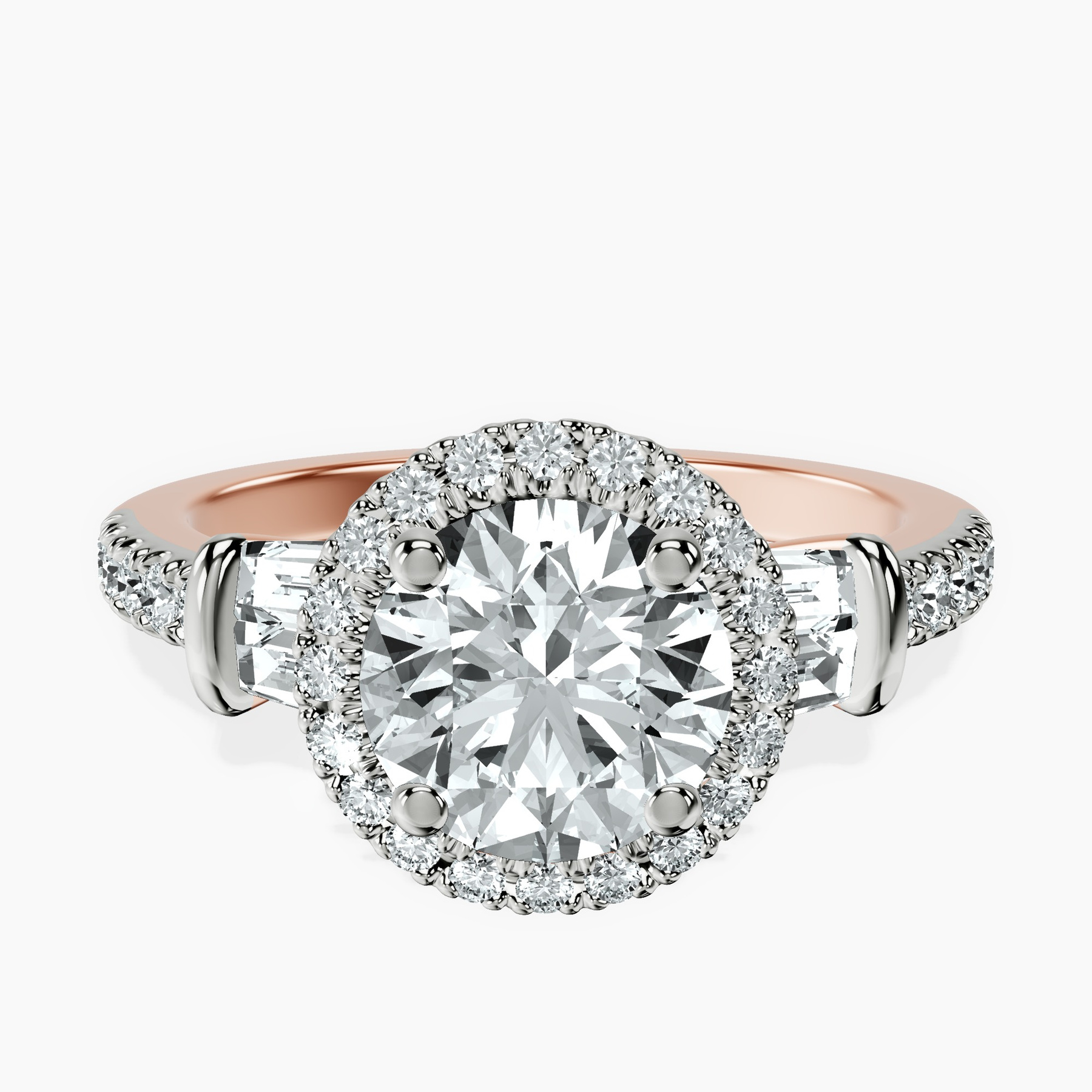 10kt Rose Gold Liora Cascade Halo Lab Diamond Ring rtr top