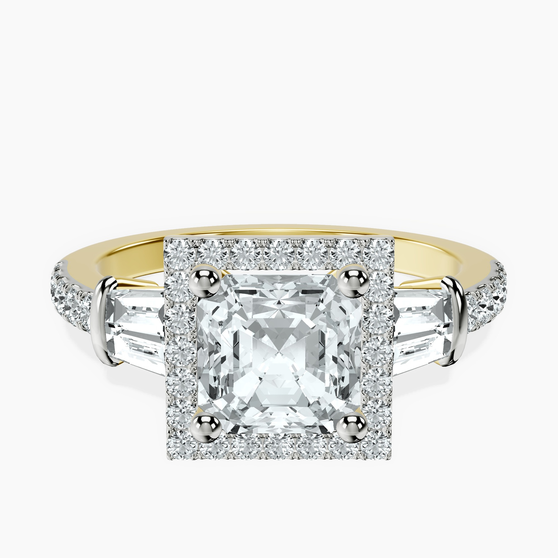 2.91 ct. asscher Liora Cascade Ring in 18kt yellow gold rtr top