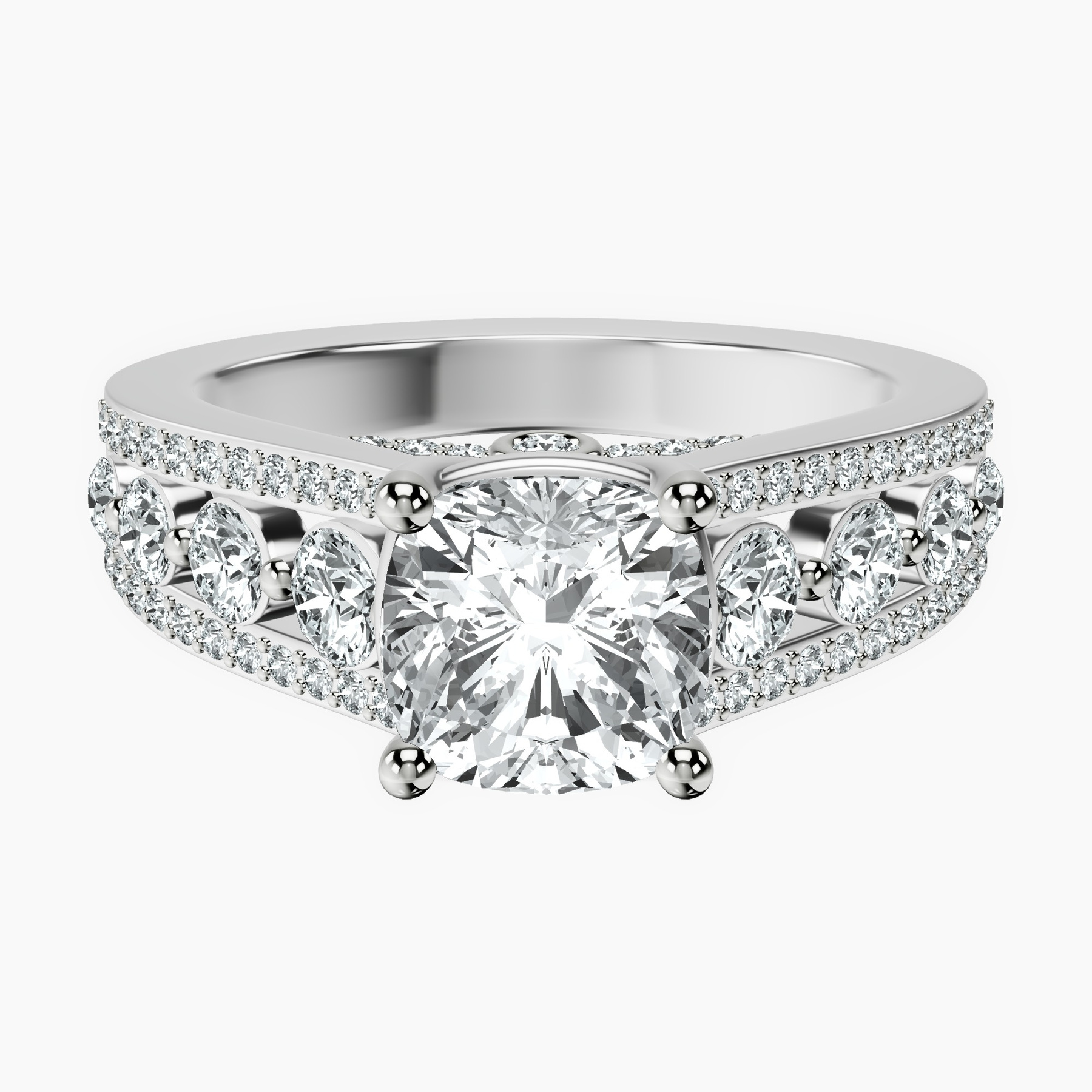 1.49 ct. cushion Eos Spark Lab Diamond Ring in 10kt white gold rtr top