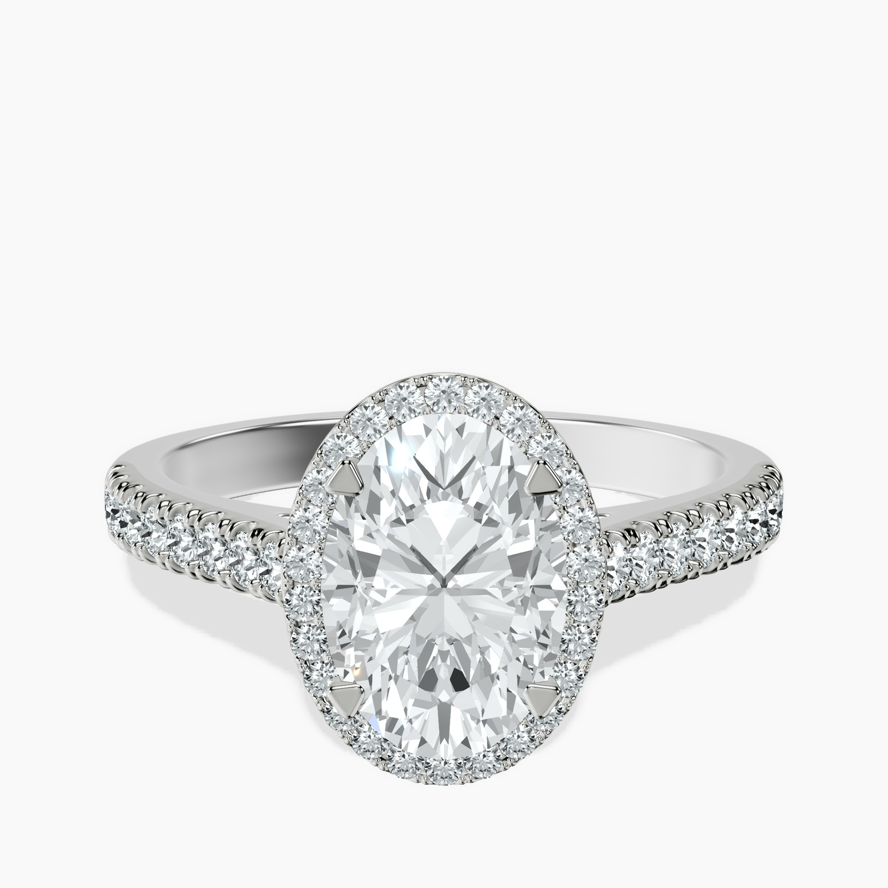 2.06 ct. oval Glowing Globe Halo Ring in platinum rtr top
