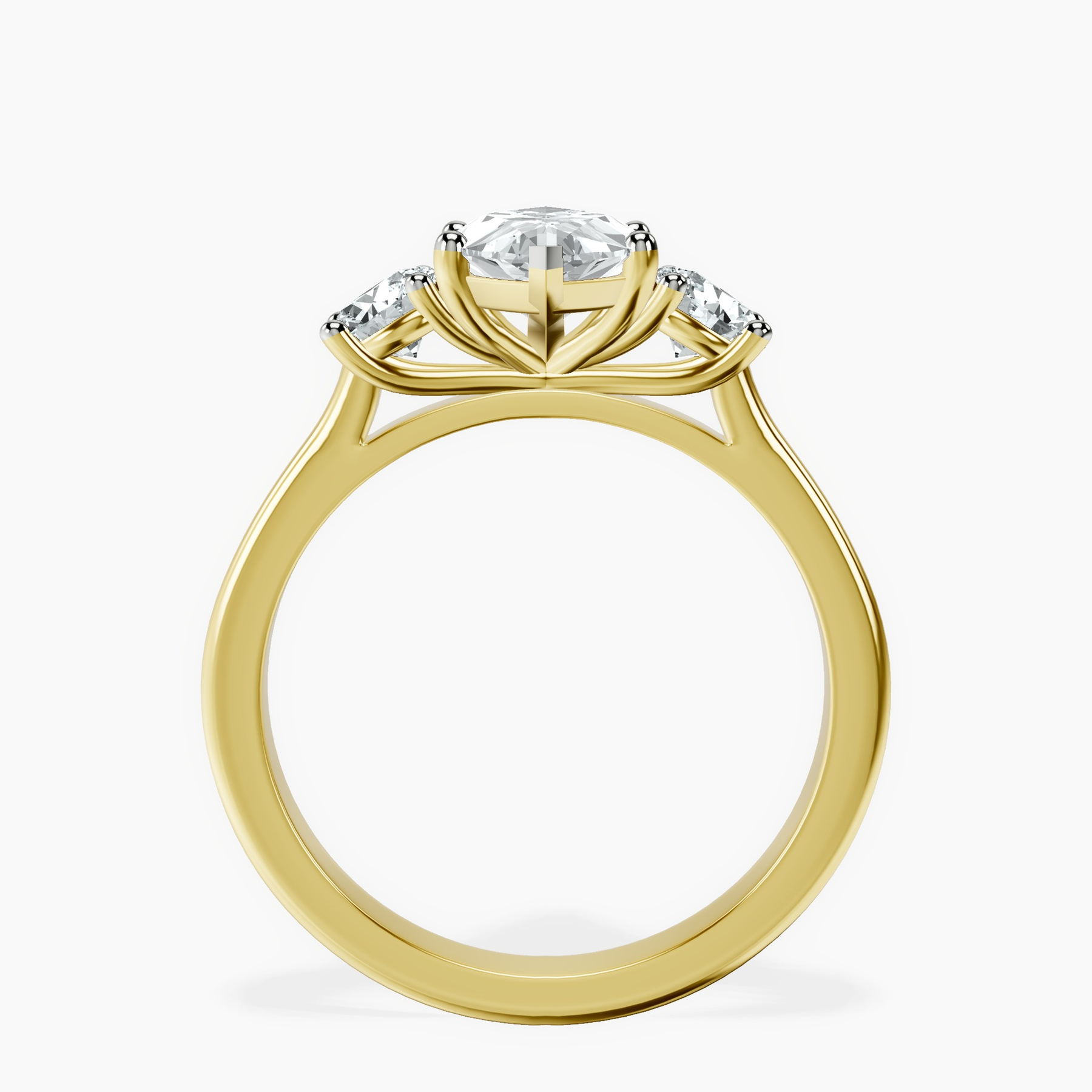 10kt Yellow Gold Evelina Round Three Stone Lab Diamond Ring side right image one