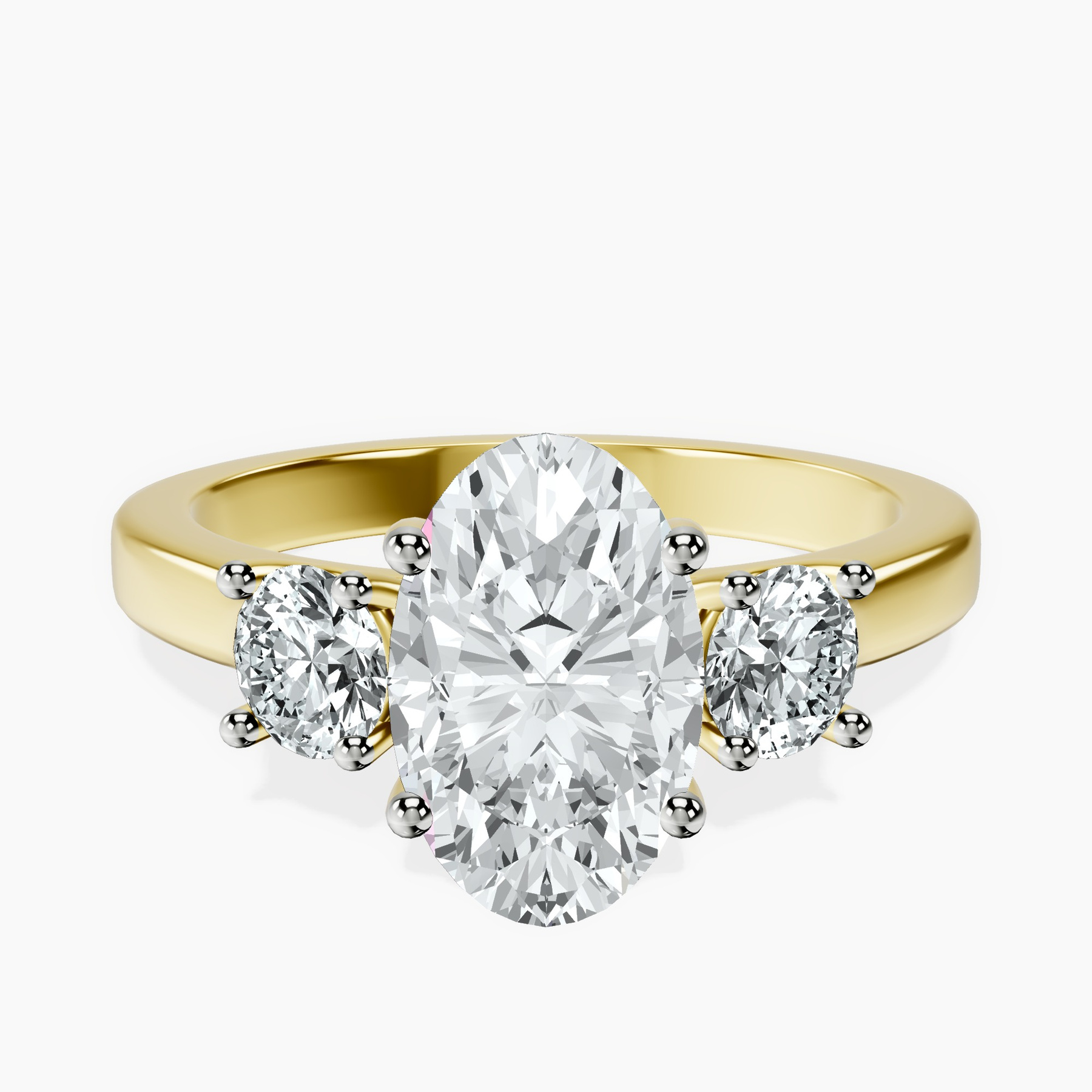 10kt Yellow Gold Evelina Round Three Stone Lab Diamond Ring rtr top