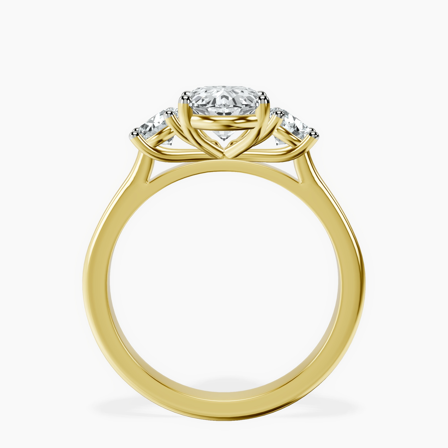 10kt Yellow Gold Evelina Round Three Stone Lab Diamond Ring side right image one